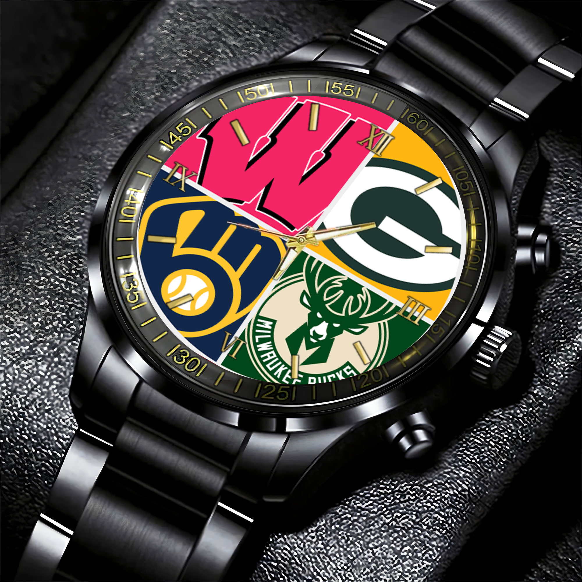 Goalzenith Green Bay Packers NCAA Personalized Sports Black Fashion Watch