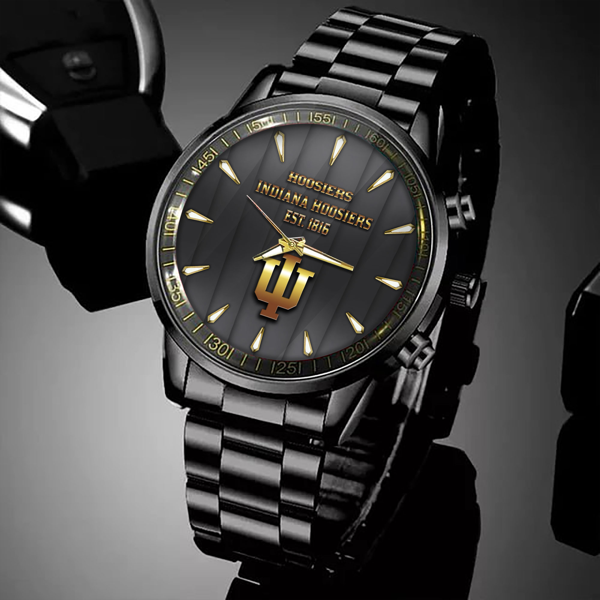 Goalzenith Indiana Hoosiers NCAA Personalized Black Hand Watch For Fans