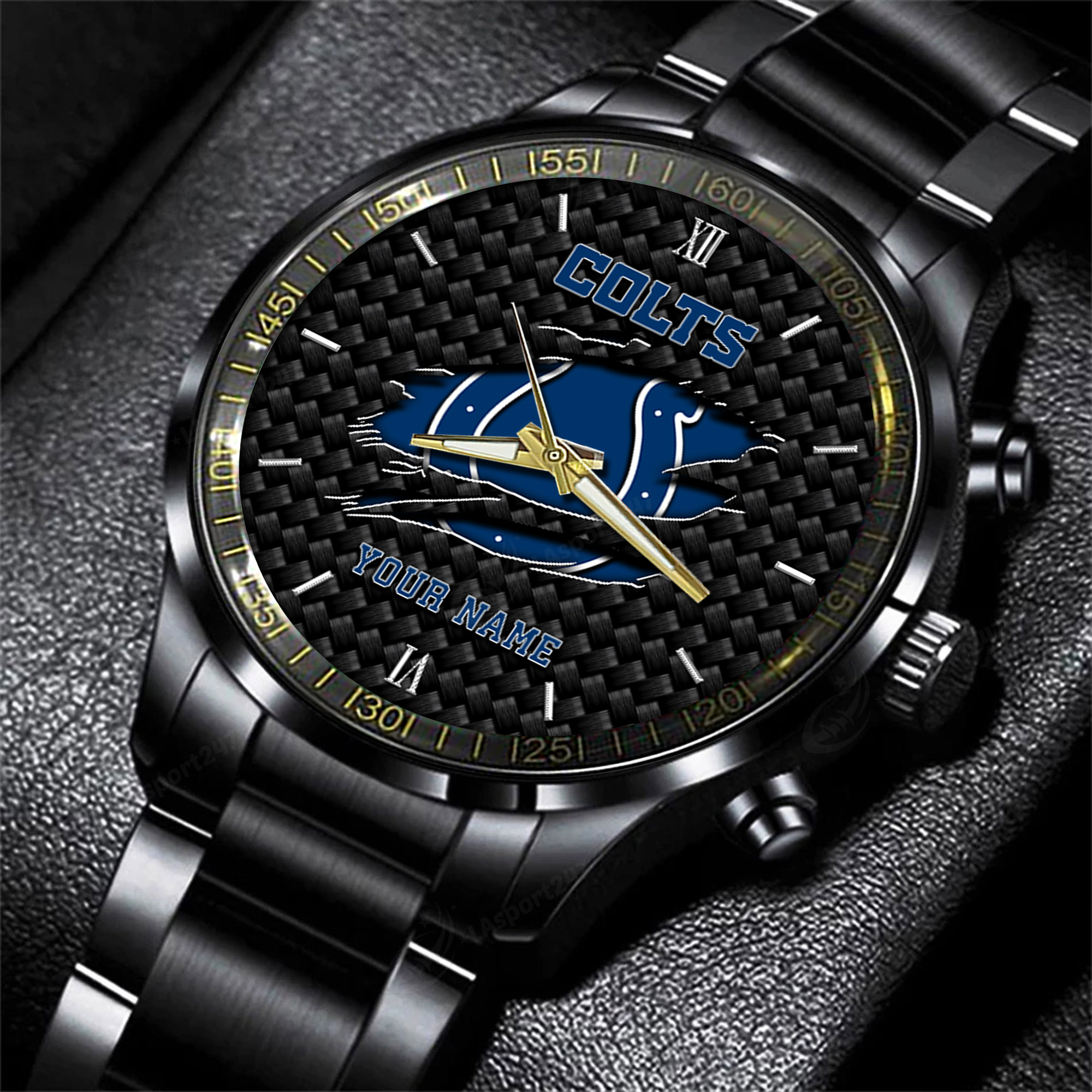 Goalzenith Indianapolis Colts NFL Personalized Sport Black Fashion Watch For Fan