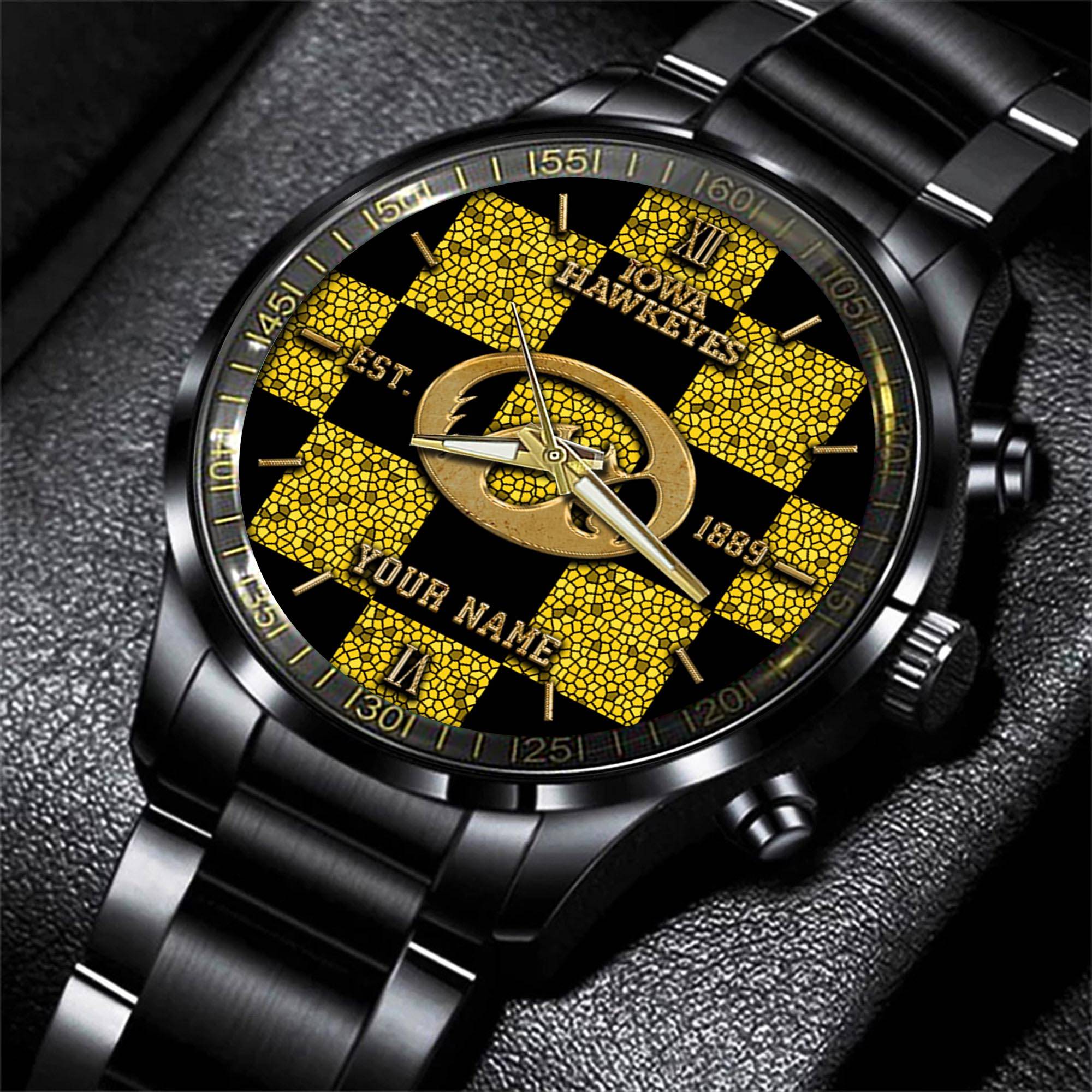 Goalzenith Iowa Hawkeyes NCAA Personalized Black New Hand Watch Gifts For Fans
