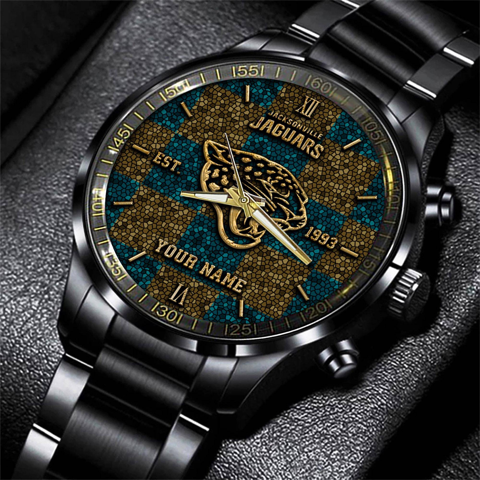 Goalzenith Jacksonville Jaguars NFL Personalized Sport Black Watch Gifts For Fans