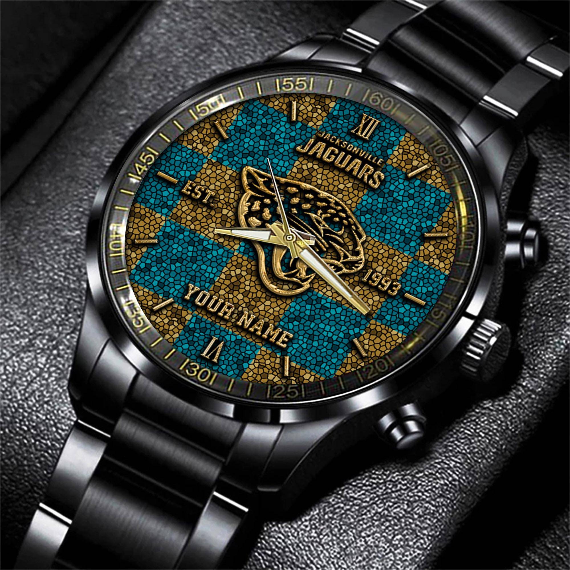 Goalzenith Jacksonville Jaguars NFL Personalized Sport Black Watch Gifts For Fans