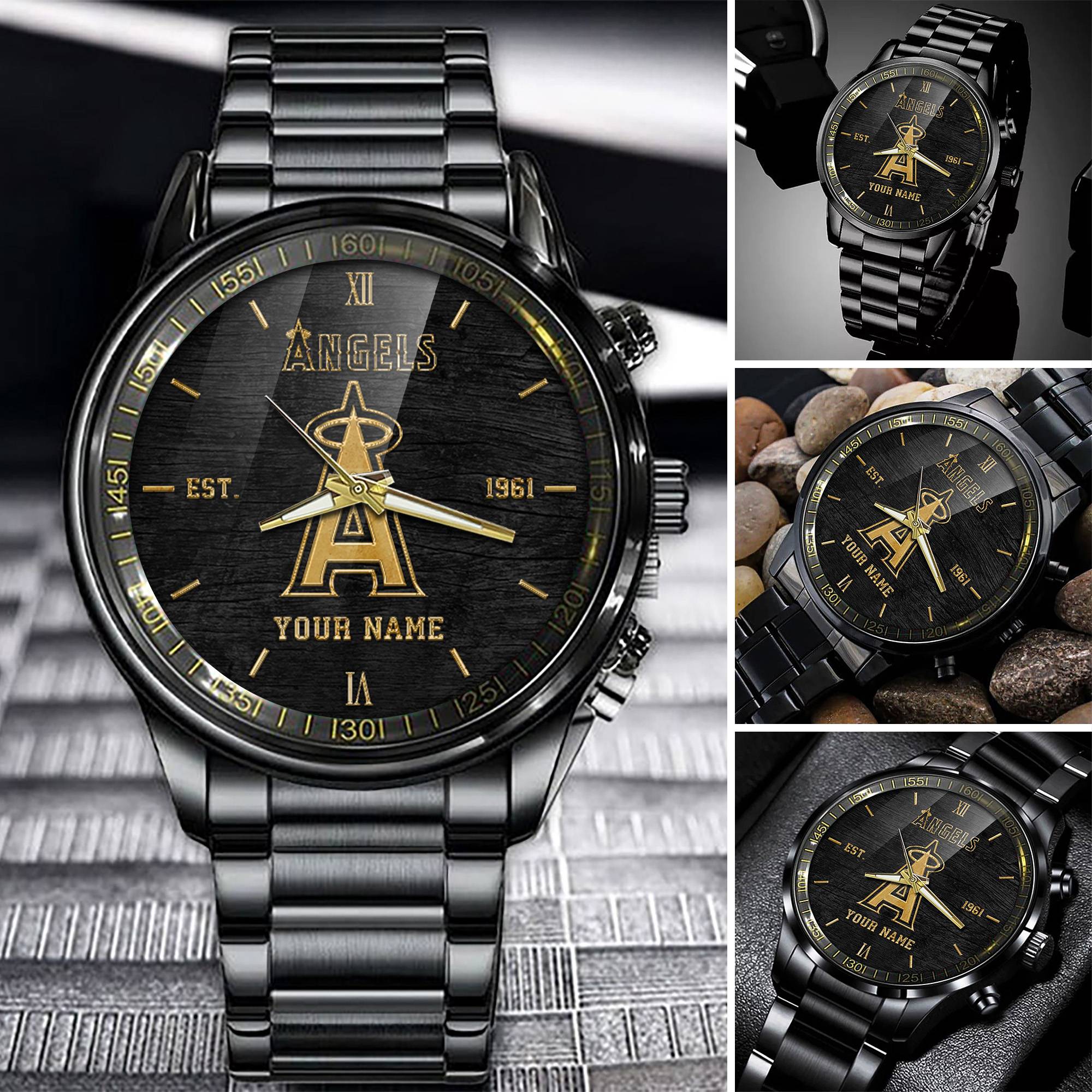 Goalzenith Los Angeles Angels MLB Black Fashion Watch Custom Your Name For Fan