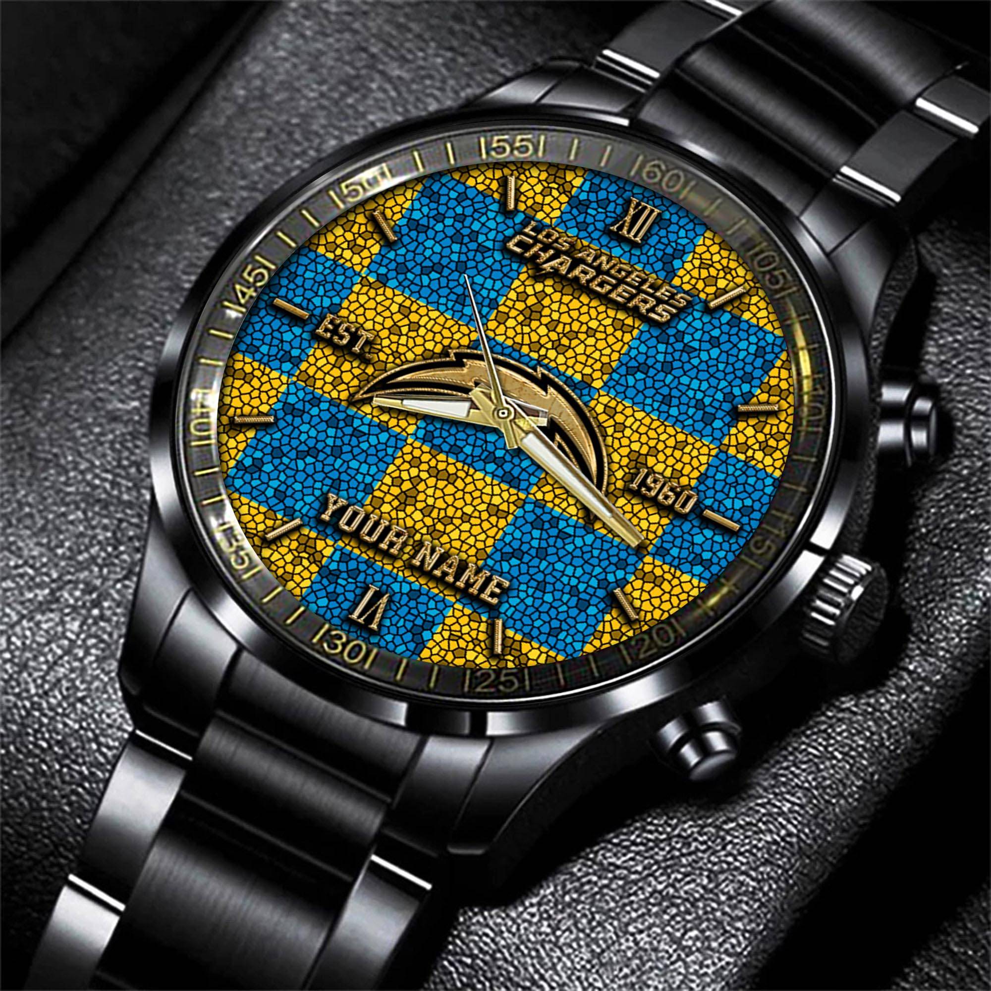 Goalzenith Los Angeles Chargers NFL Personalized Sport Black Watch Gifts For Fans