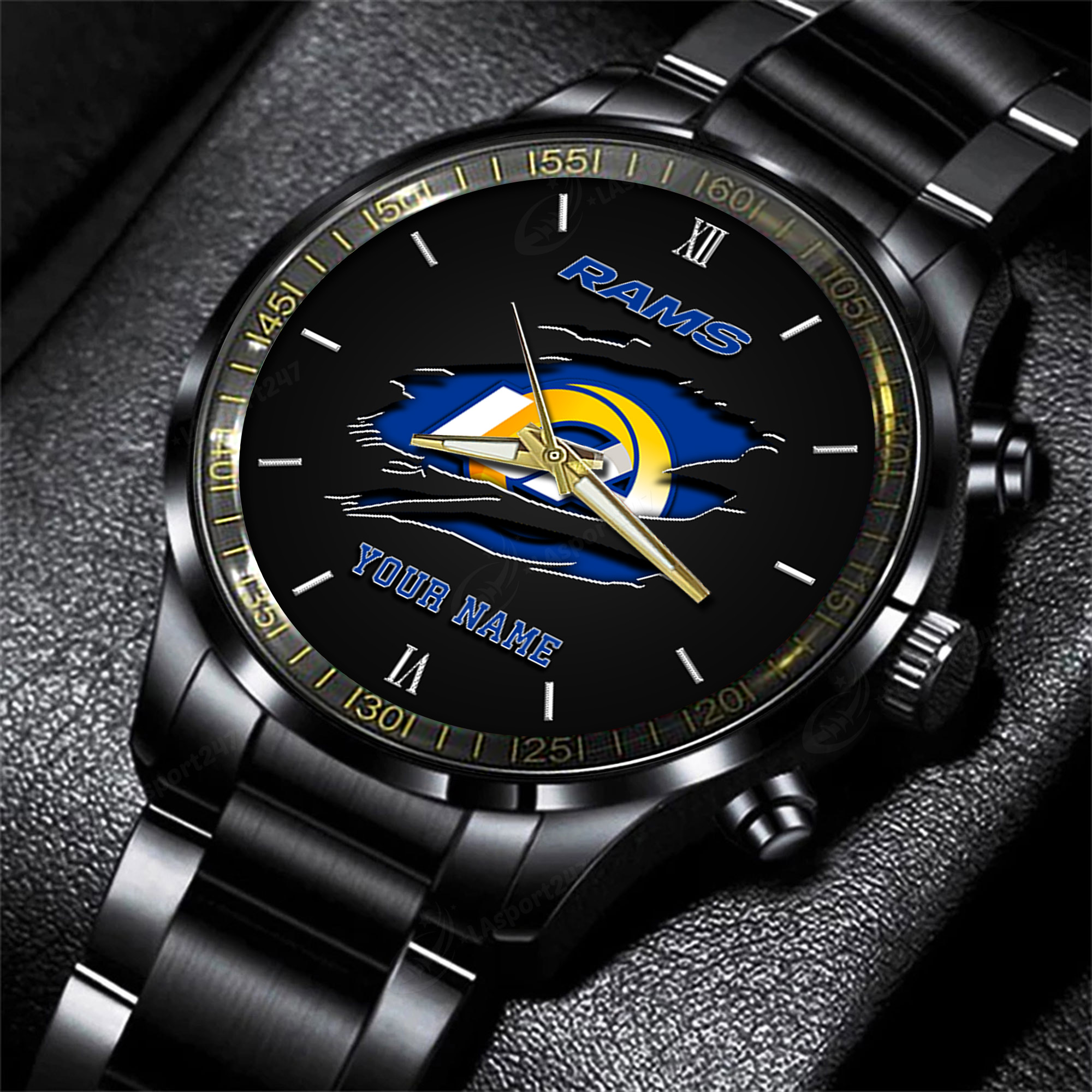 Goalzenith Los Angeles Rams NFL Personalized Black Fashion Watch For Football Lovers For Fan