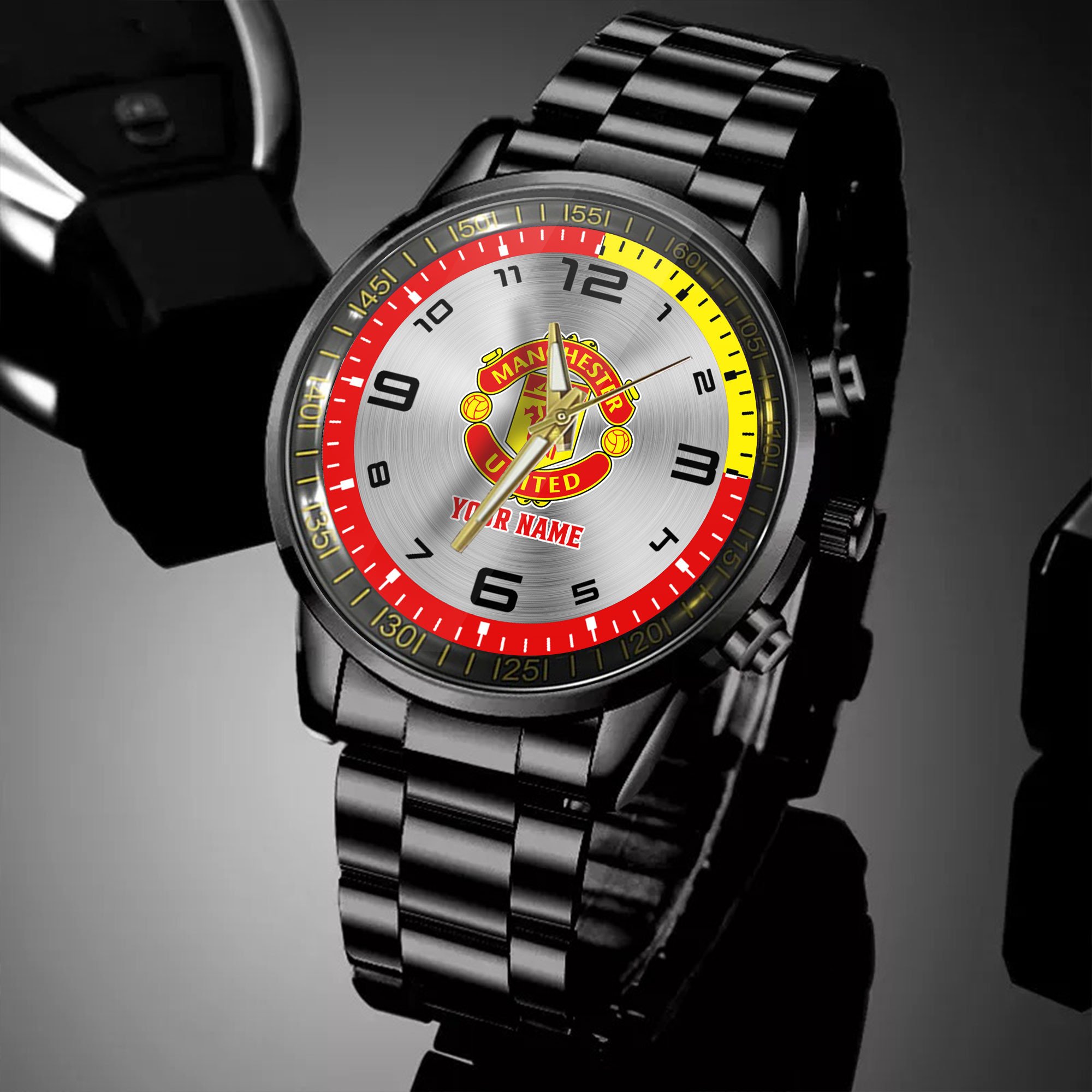 Goalzenith Manchester United EPL Personalized Black Hand Watch Gifts For Fans