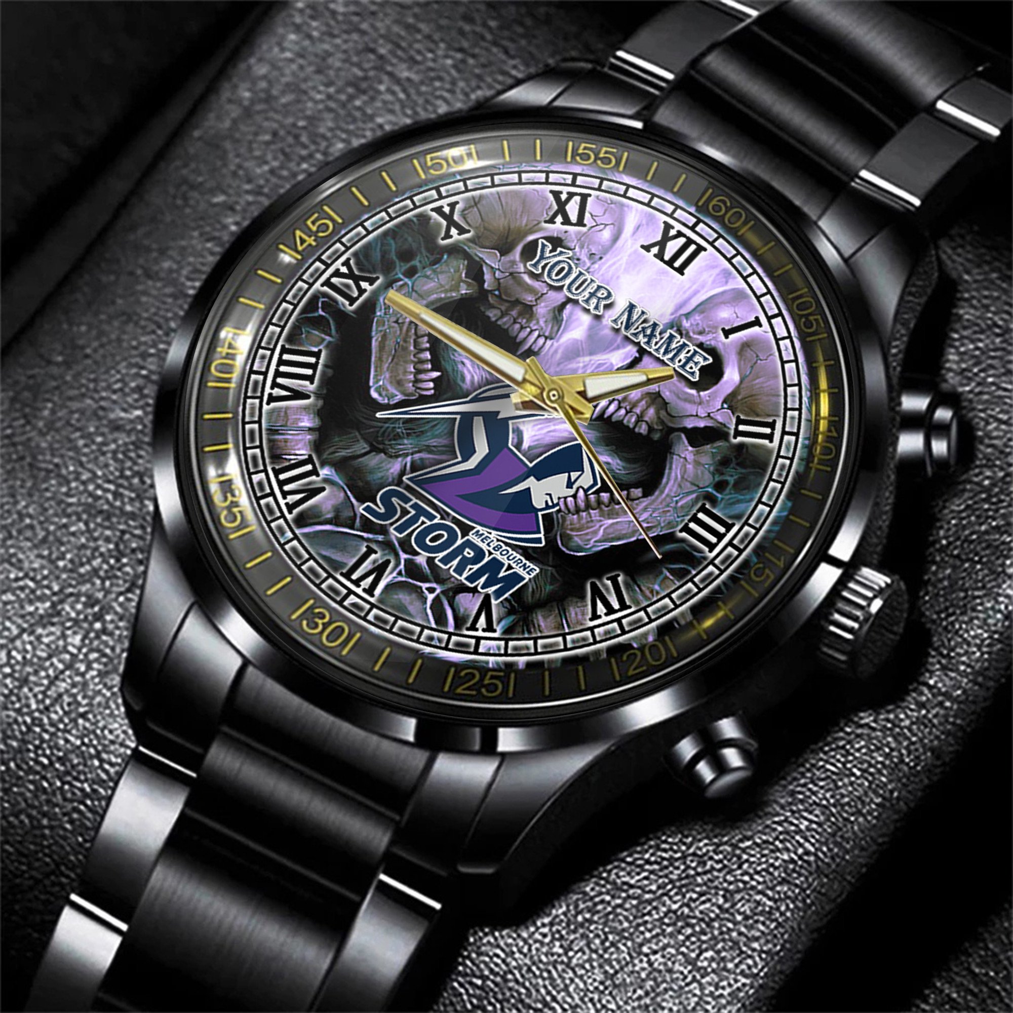 Goalzenith Melbourne Storm NRL Personalized 3D Men Skull Hand Watch Gift For Fans