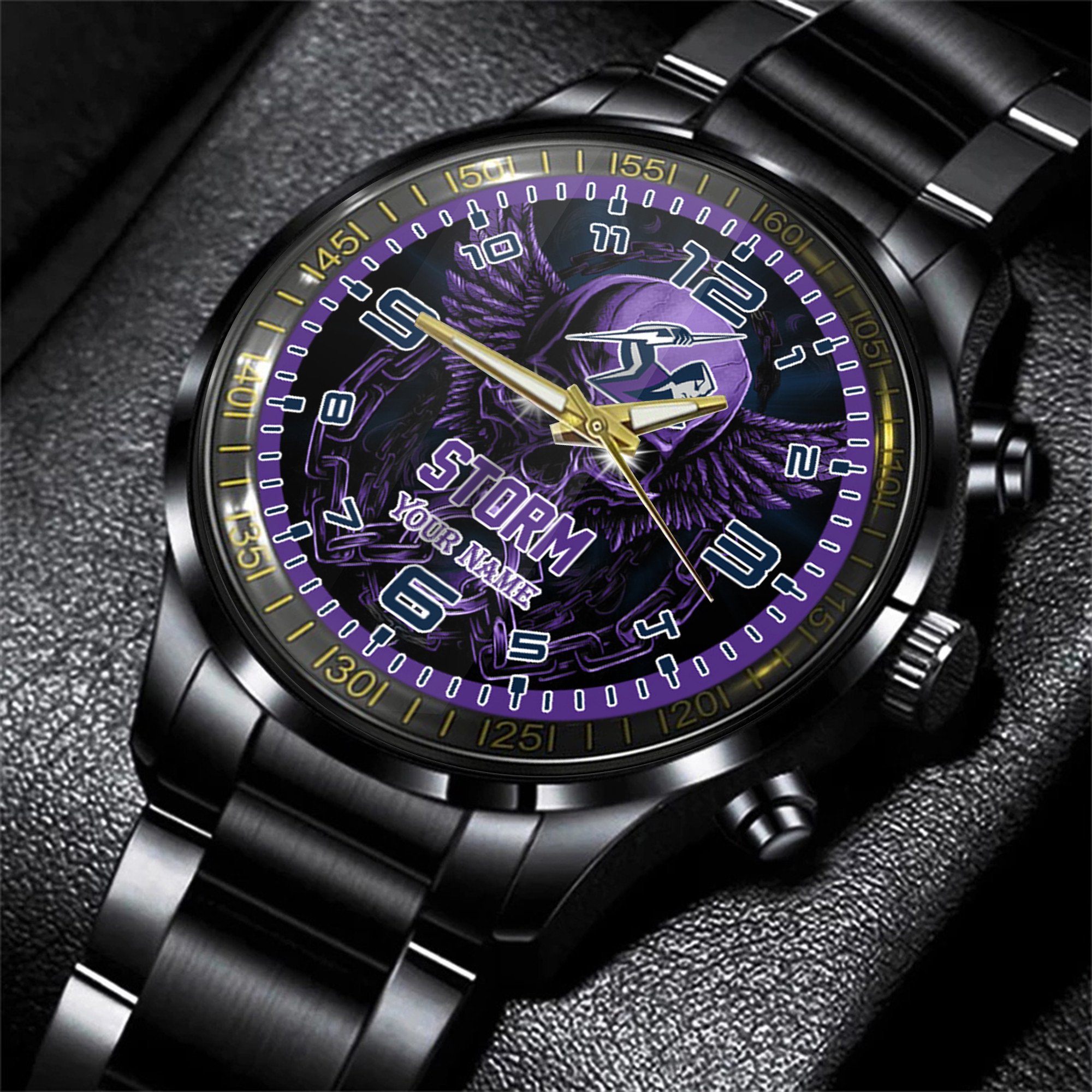 Goalzenith Melbourne Storm NRL Personalized 3D New Men Skull Hand Watch Gift For Fans For Father For Fan