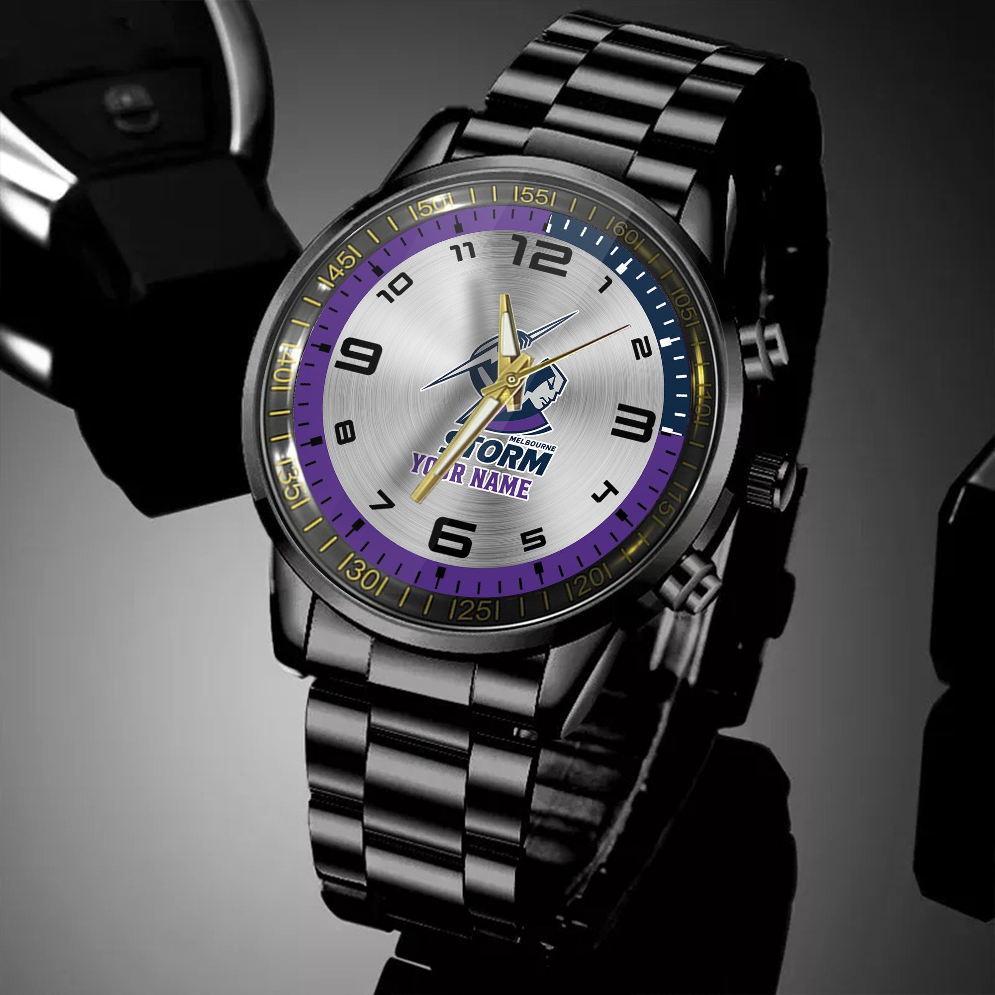 Goalzenith Melbourne Storm NRL Personalized Black Hand Watch Gifts For Fans