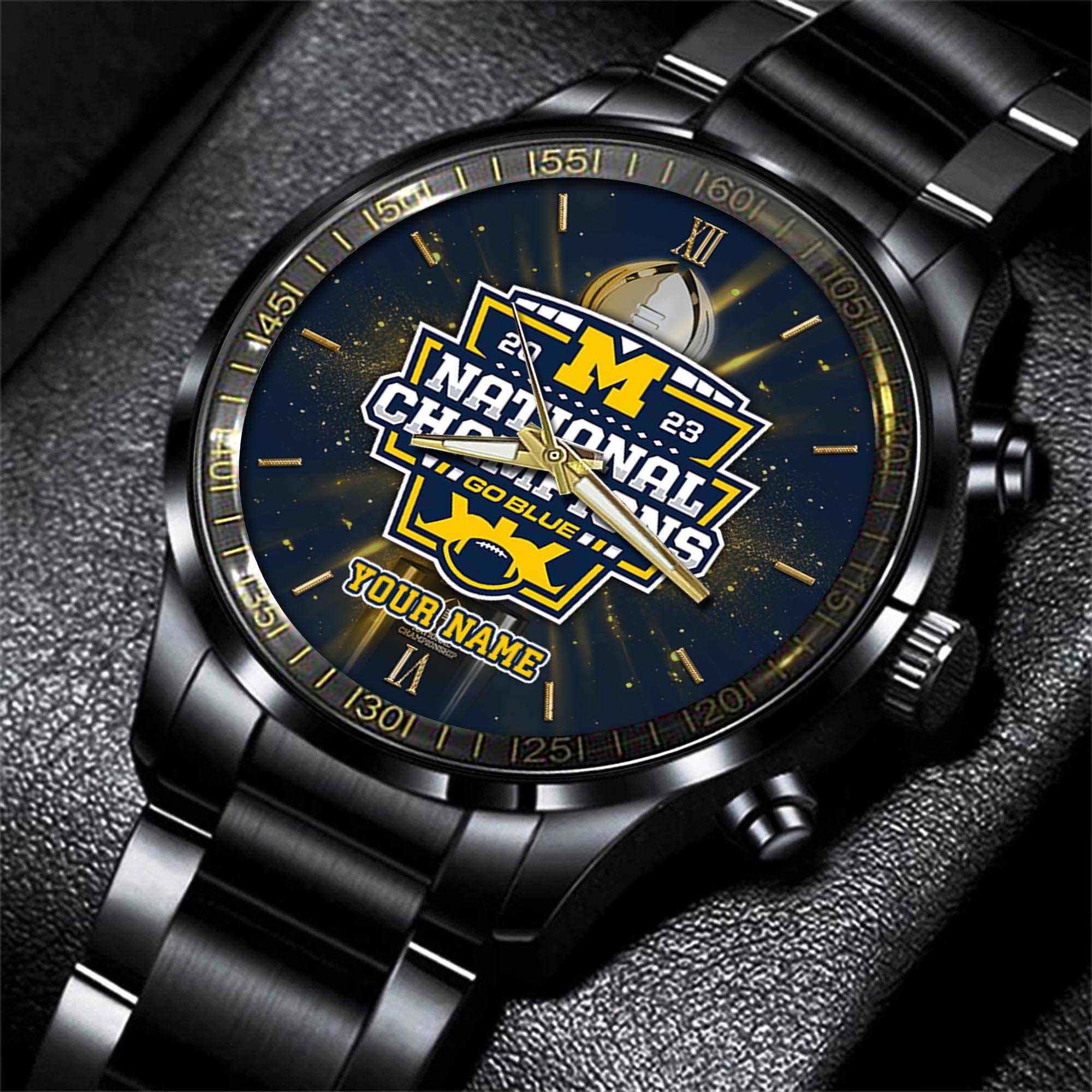 Goalzenith Michigan Wolverines NCAA Personalized Black New Hand Watch Gifts For Fans