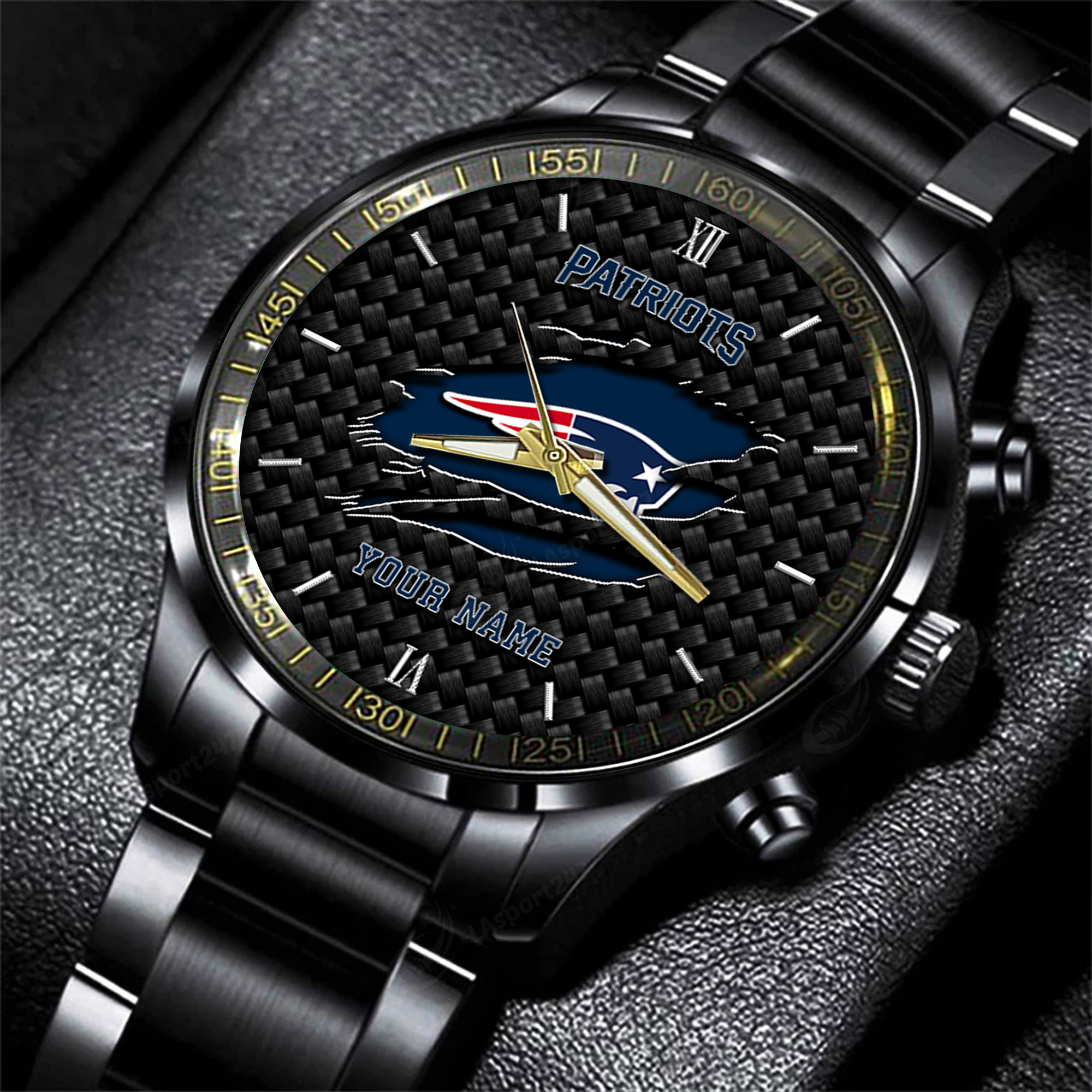 Goalzenith New England Patriots NFL Personalized Sport Black Fashion Watch