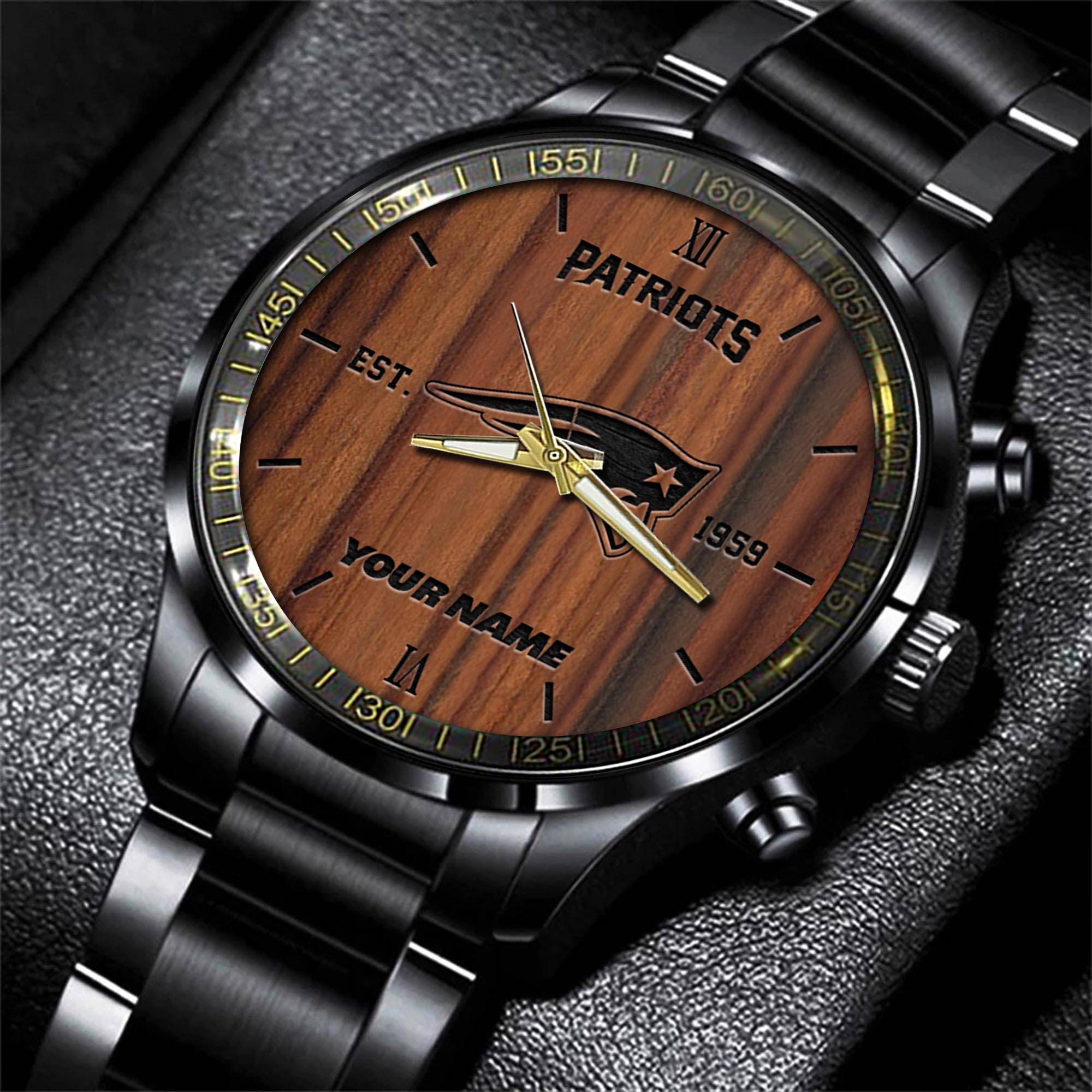 Goalzenith New England Patriots NFL Personalized Sport Black Watch Gifts For Fans
