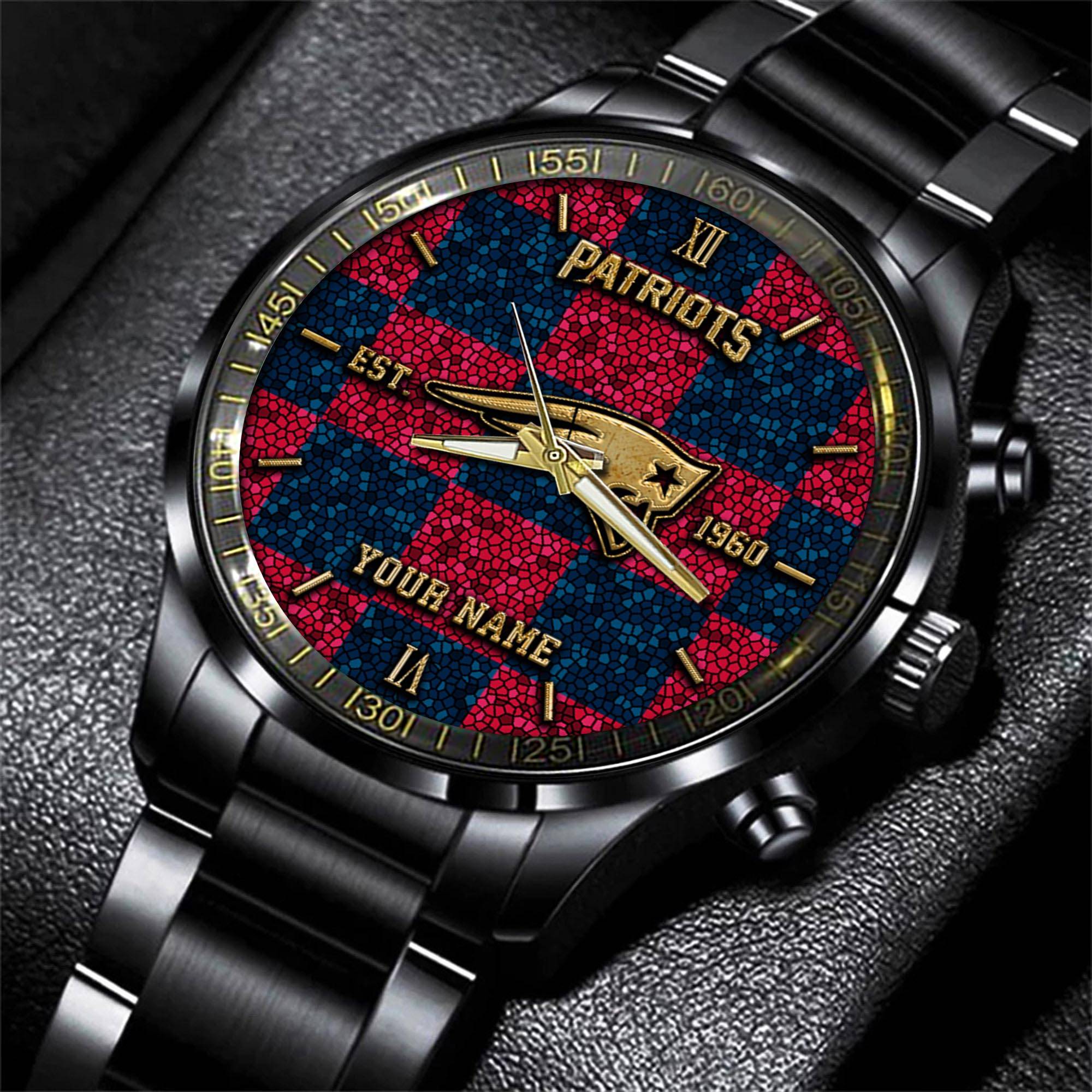 Goalzenith New England Patriots NFL Personalized Sport Black Watch Gifts For Fans