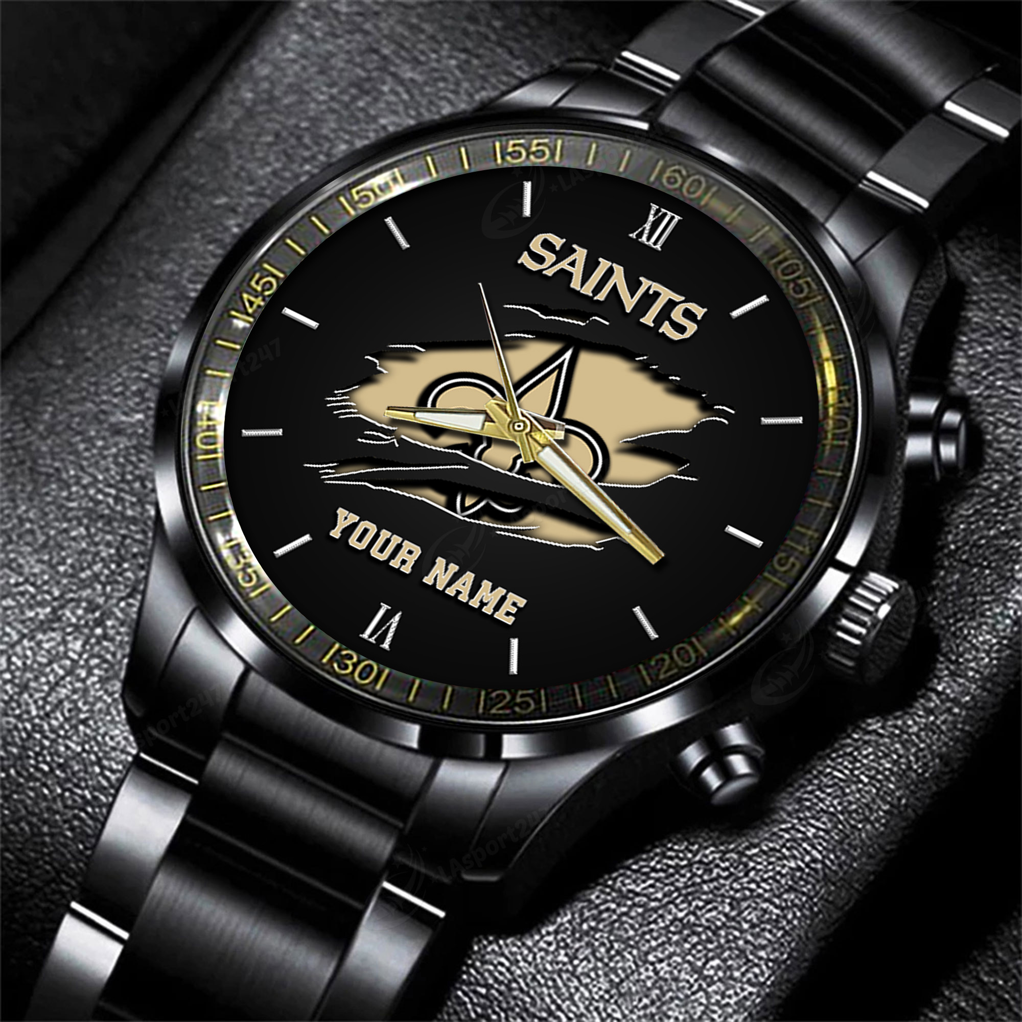 Goalzenith New Orleans Saints NFL Personalized Black Fashion Watch For Football Lovers For Fan