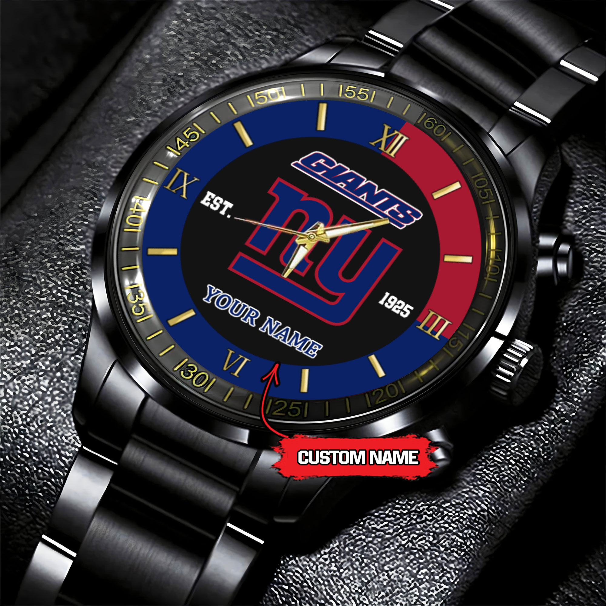 Goalzenith New York Giants NFL Personalized Black Fashion Watch