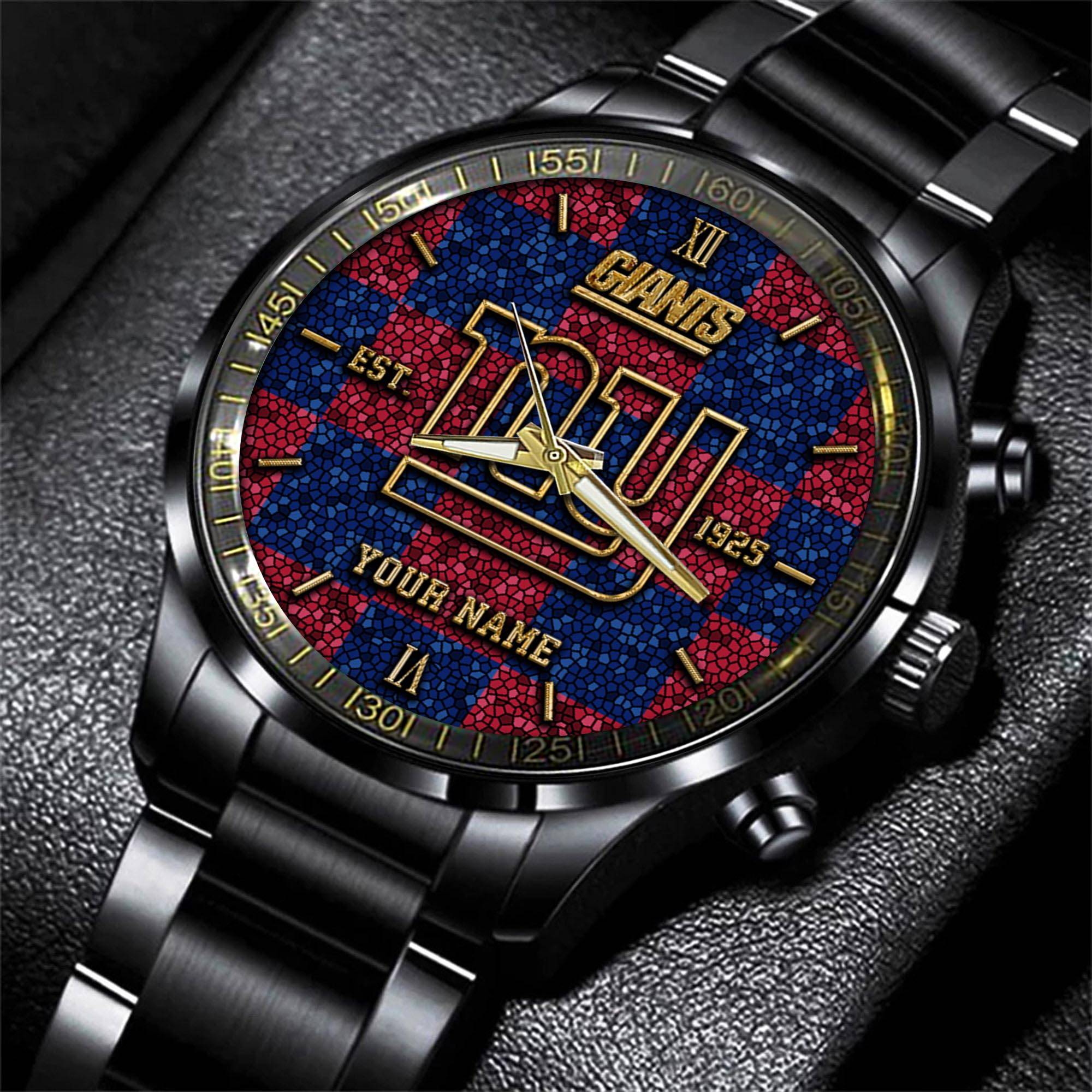 Goalzenith New York Giants NFL Personalized Sport Black Watch Gifts For Fans