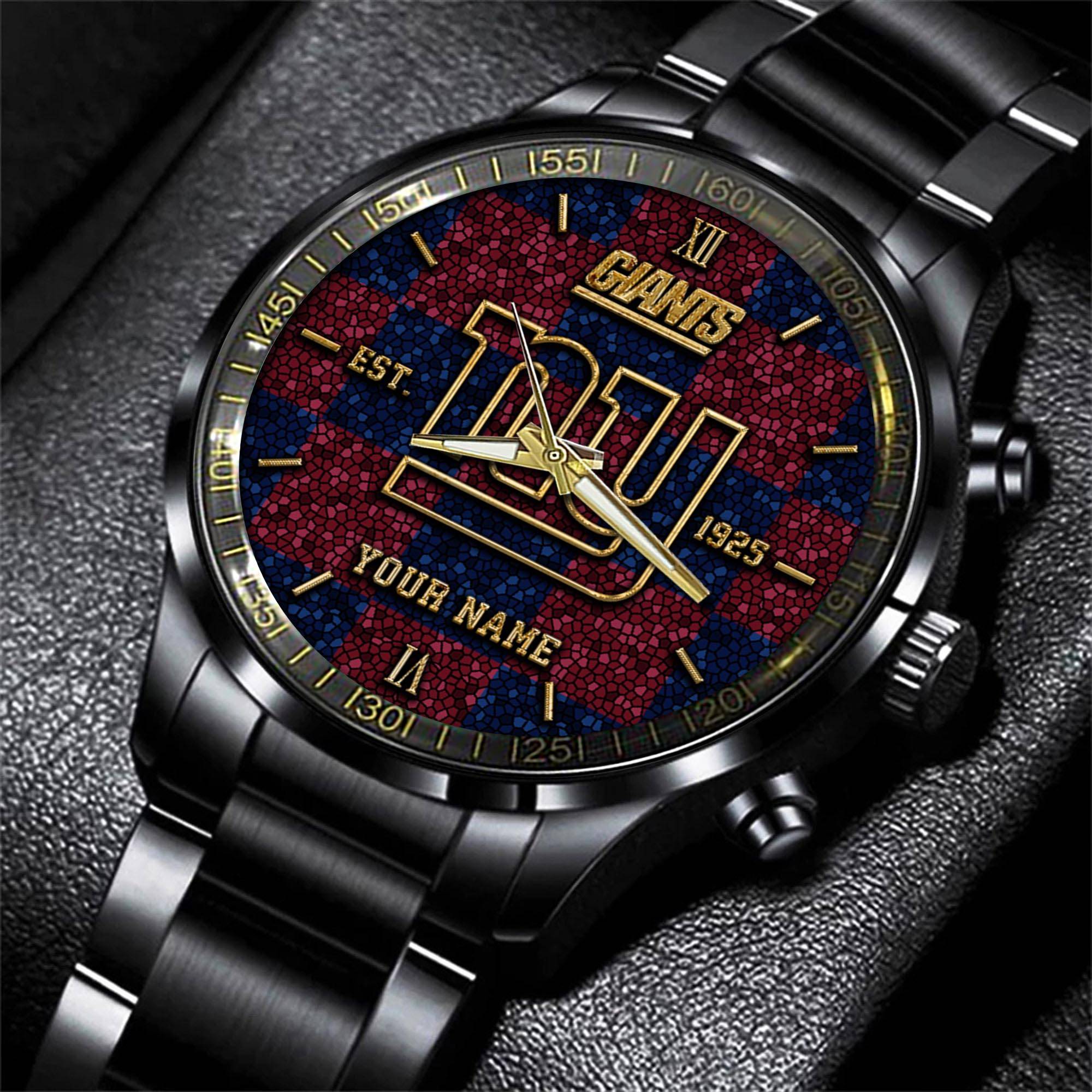 Goalzenith New York Giants NFL Personalized Sport Black Watch Gifts For Fans