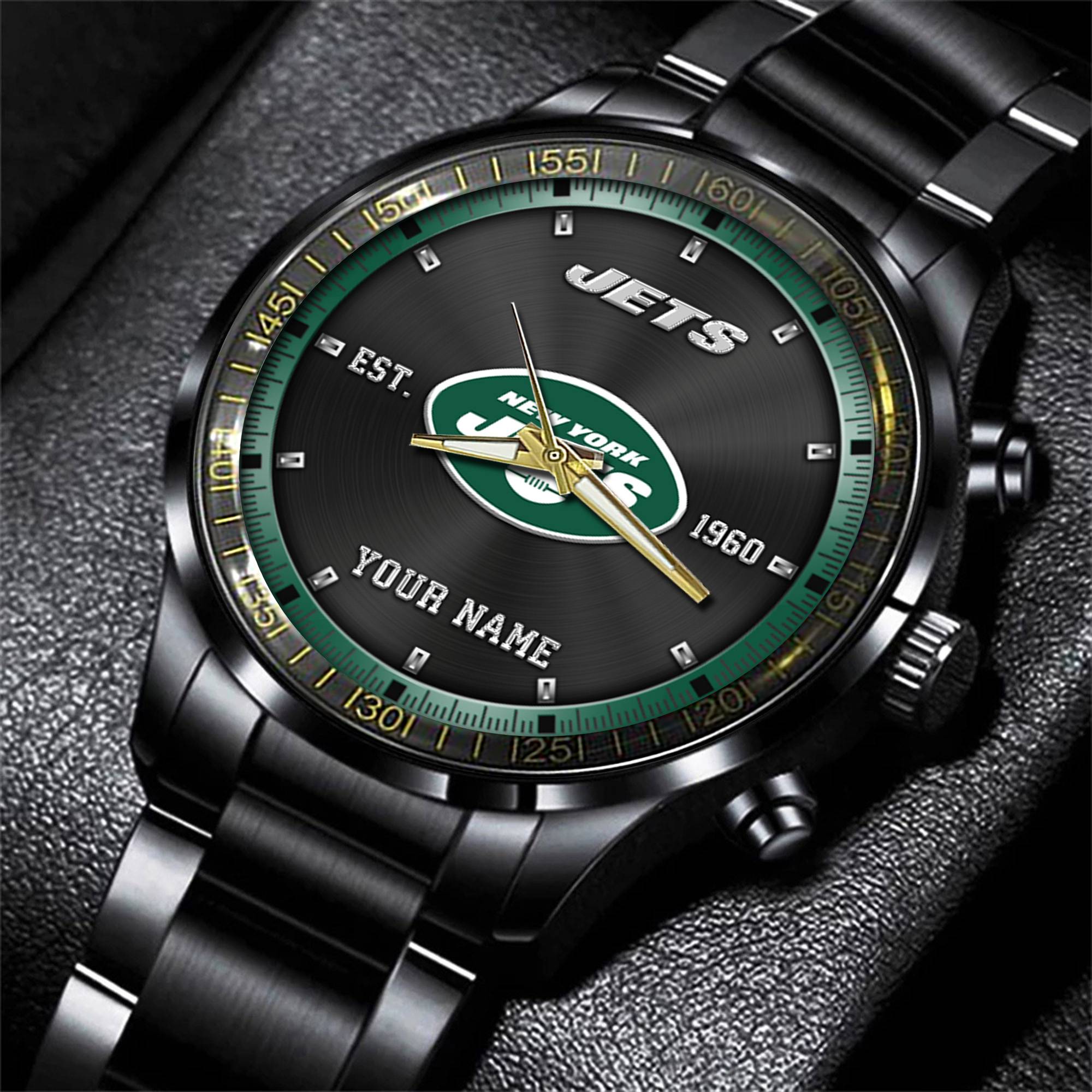 Goalzenith New York Jets NFL Personalized Black Fashion Watch Gifts For Fans