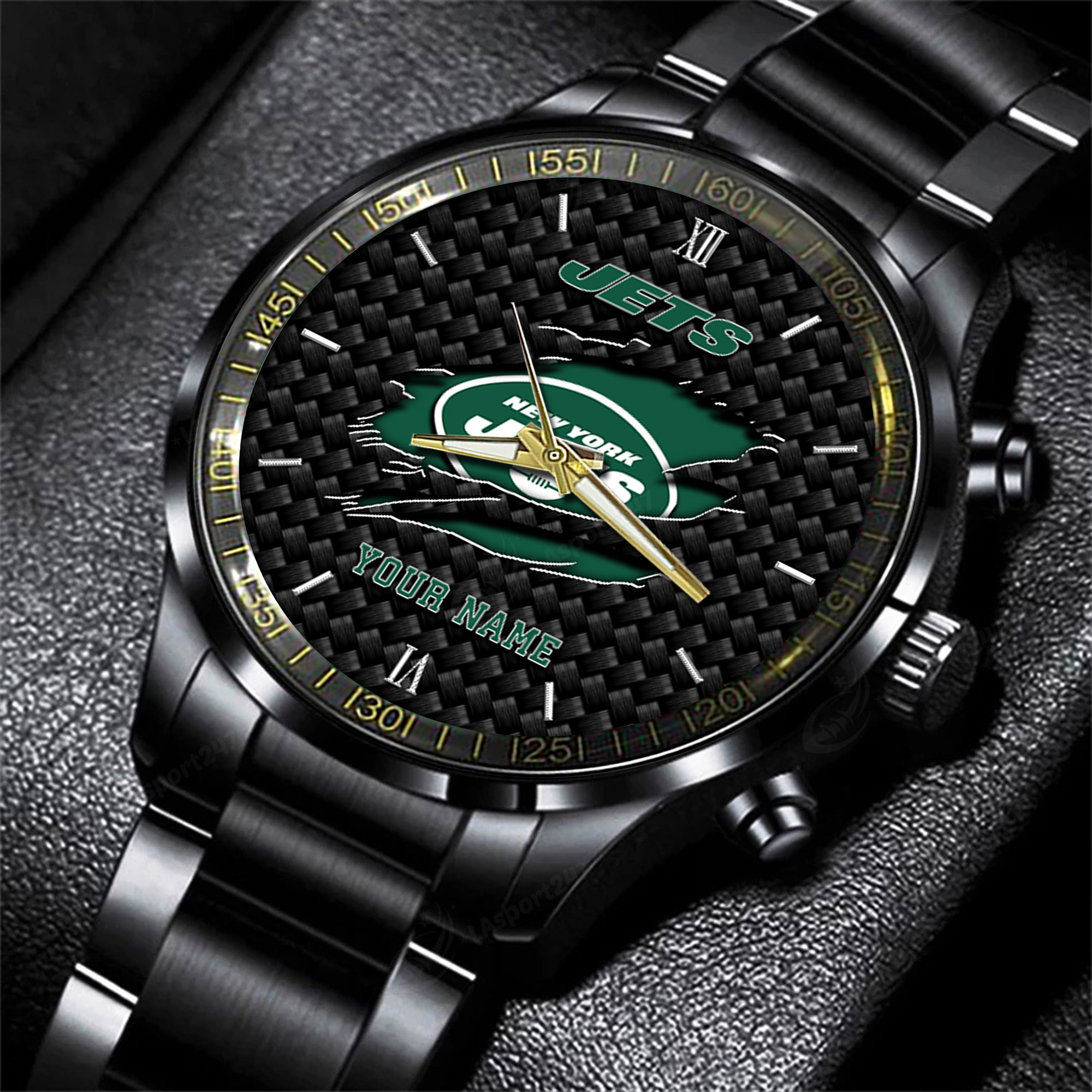 Goalzenith New York Jets NFL Personalized Sport Black Fashion Watch For Fan