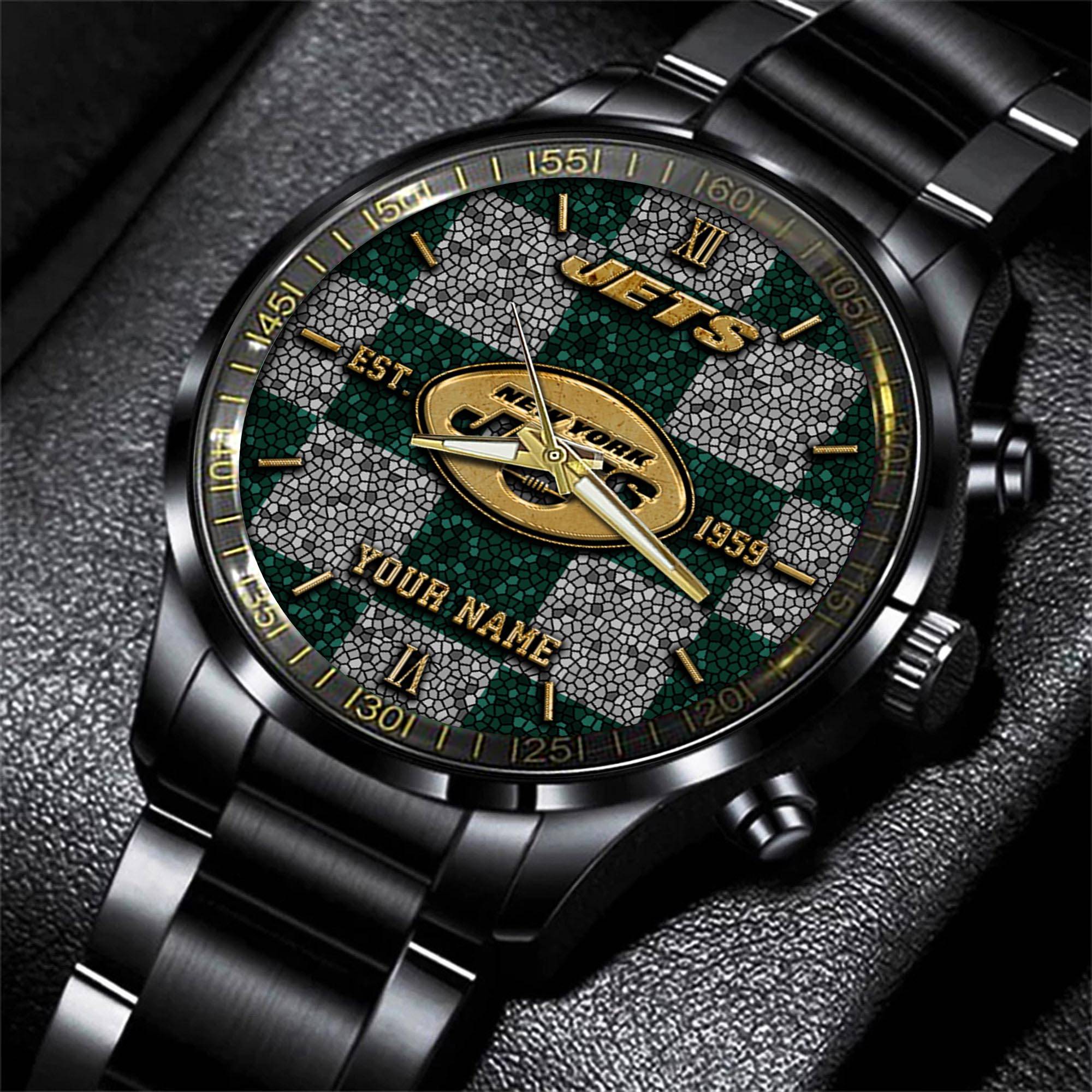 Goalzenith New York Jets NFL Personalized Sport Black Watch Gifts For Fans