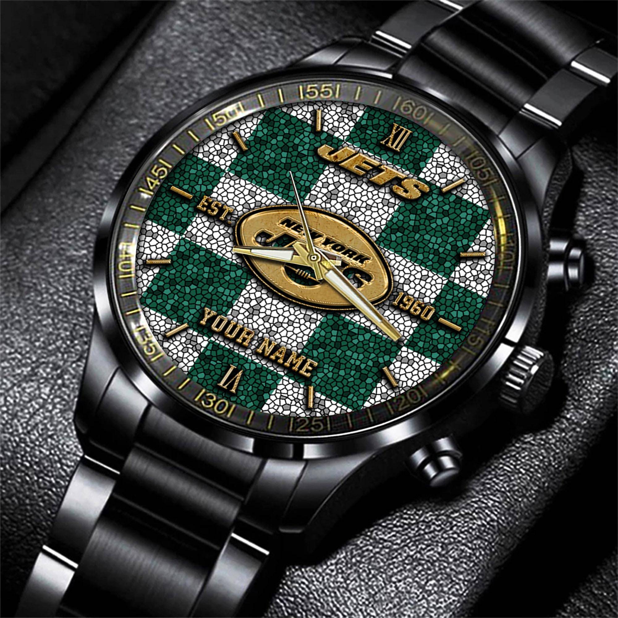 Goalzenith New York Jets NFL Personalized Sport Black Watch Gifts For Fans