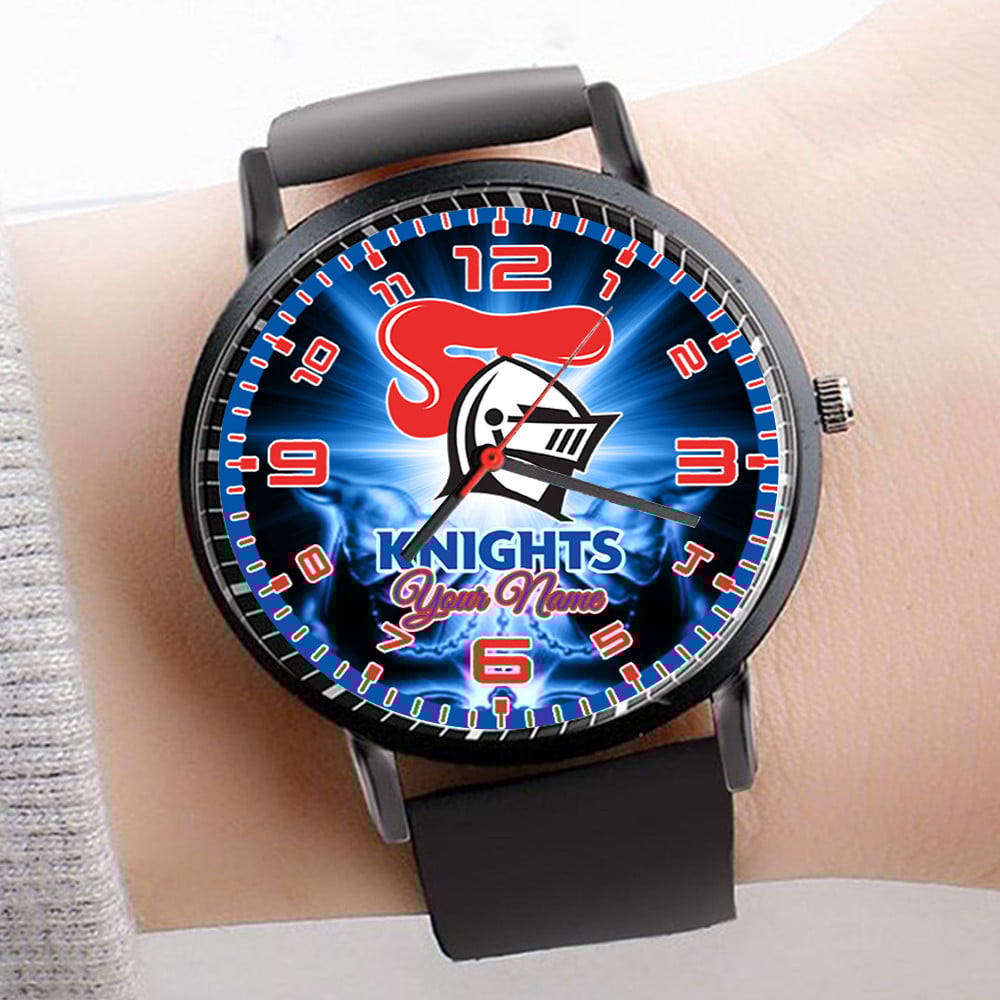 Goalzenith Newcastle Knights NRL 3D Men Leather Hand Watch Personalized Gift For Fans For Father For Fan