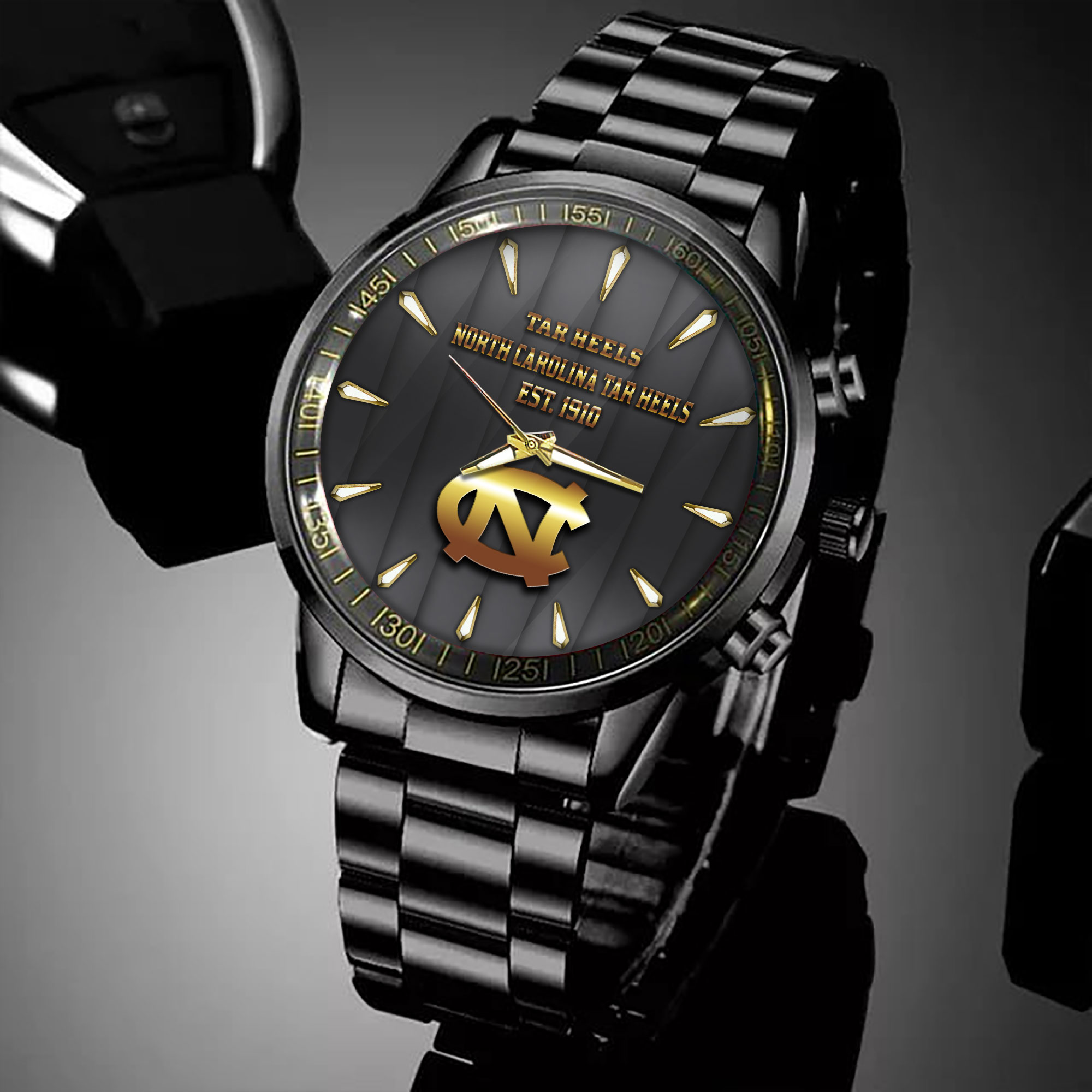 Goalzenith North Carolina Tar Heels NCAA Personalized Black Hand Watch For Fans