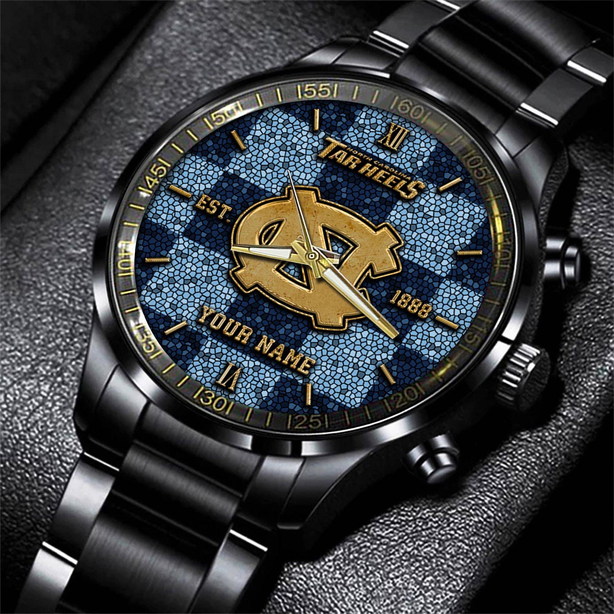 Goalzenith North Carolina Tar Heels NCAA Personalized Black New Hand Watch Gifts For Fans