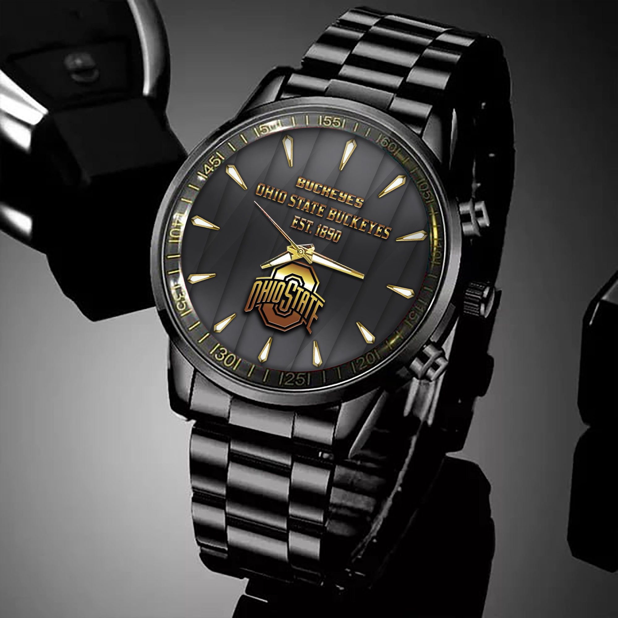 Goalzenith Ohio State Buckeyes NCAA Personalized Black Hand Watch For Fans