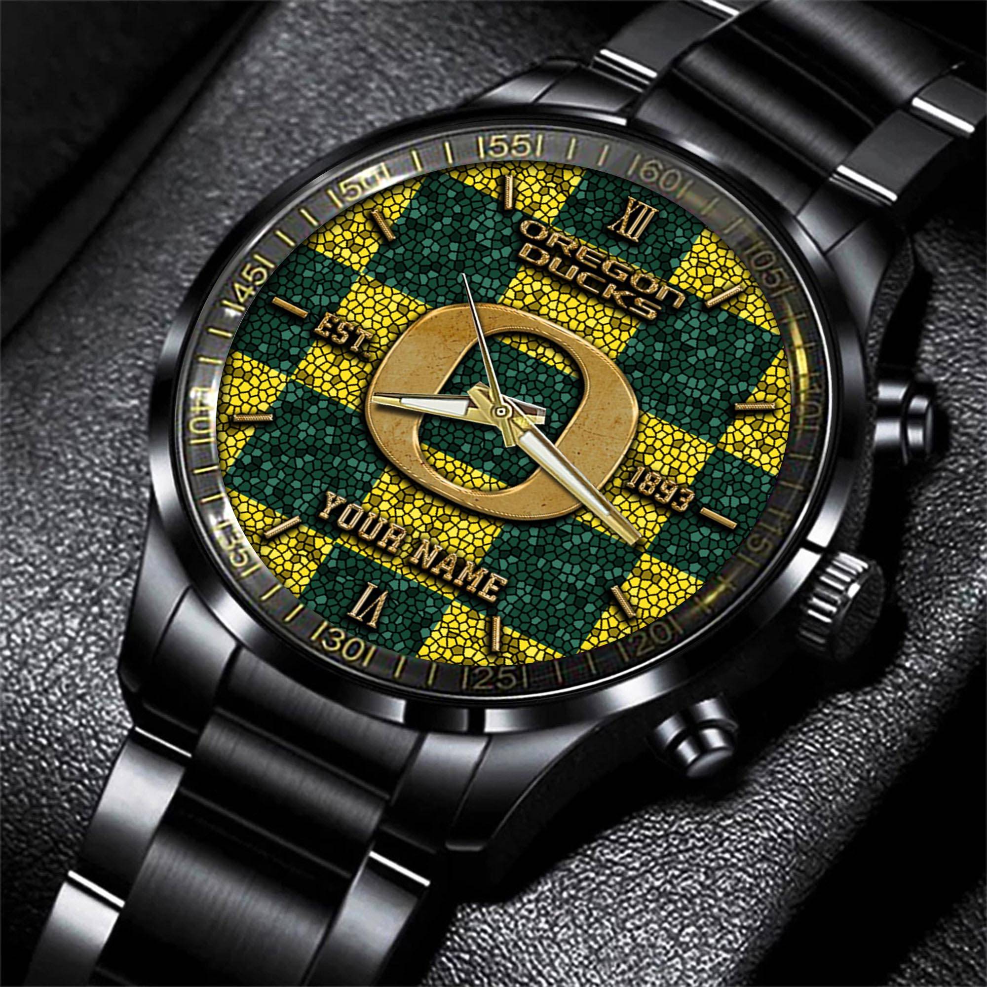 Goalzenith Oregon Ducks NCAA Personalized Black New Hand Watch Gifts For Fans