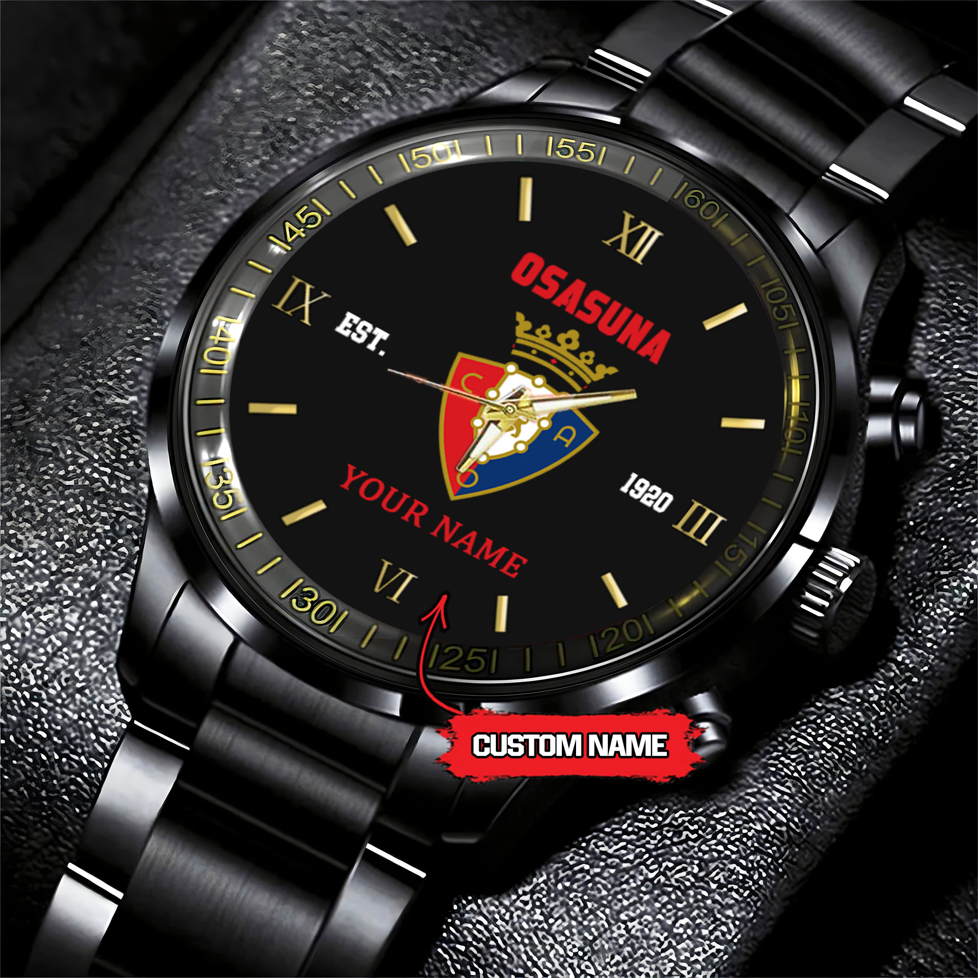 Goalzenith Osasuna LaLiga Personalized Black Hand Watch Gifts For Fan Club