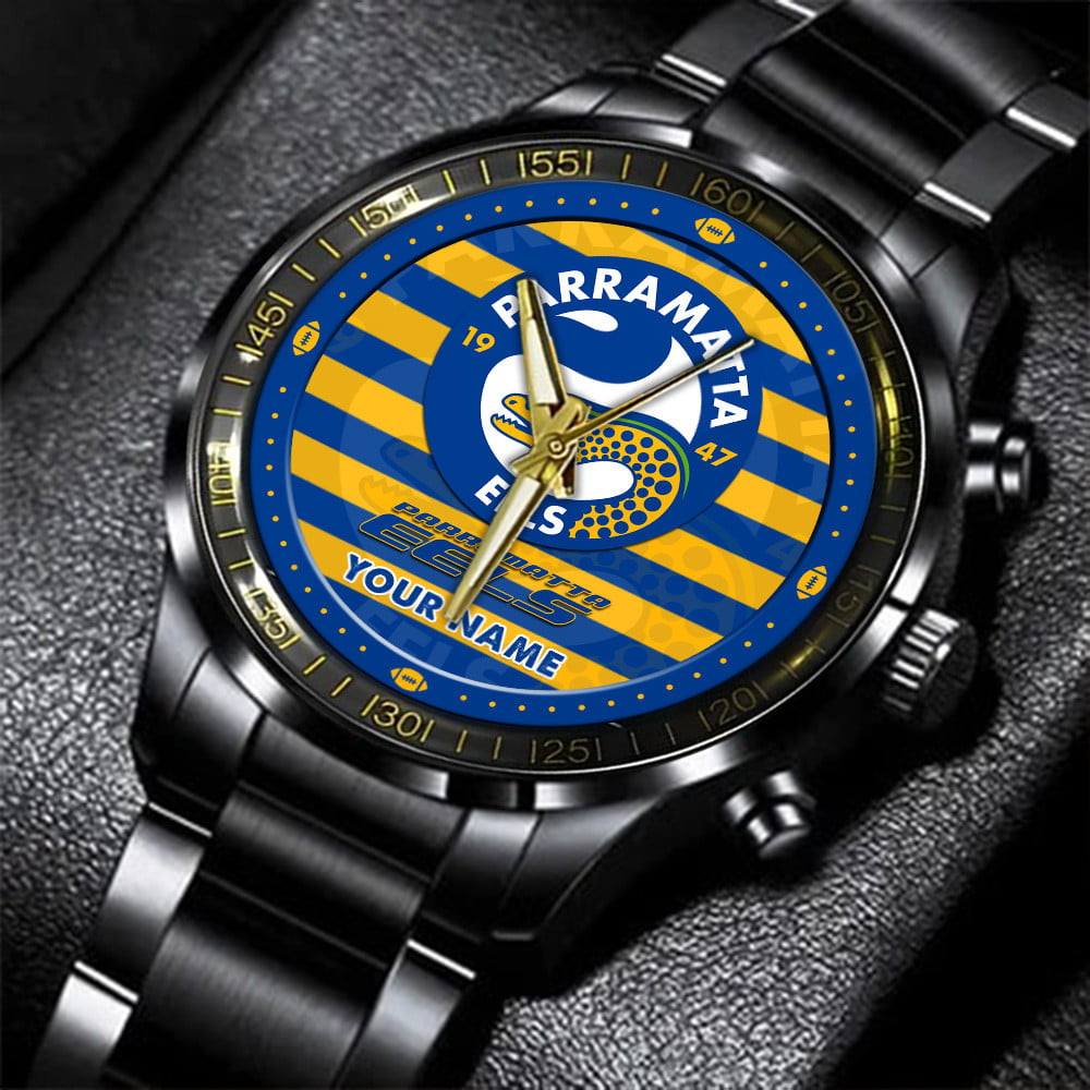 Goalzenith Parramatta Eels NRL New Personalized Black Hand Watch Gifts For Fans