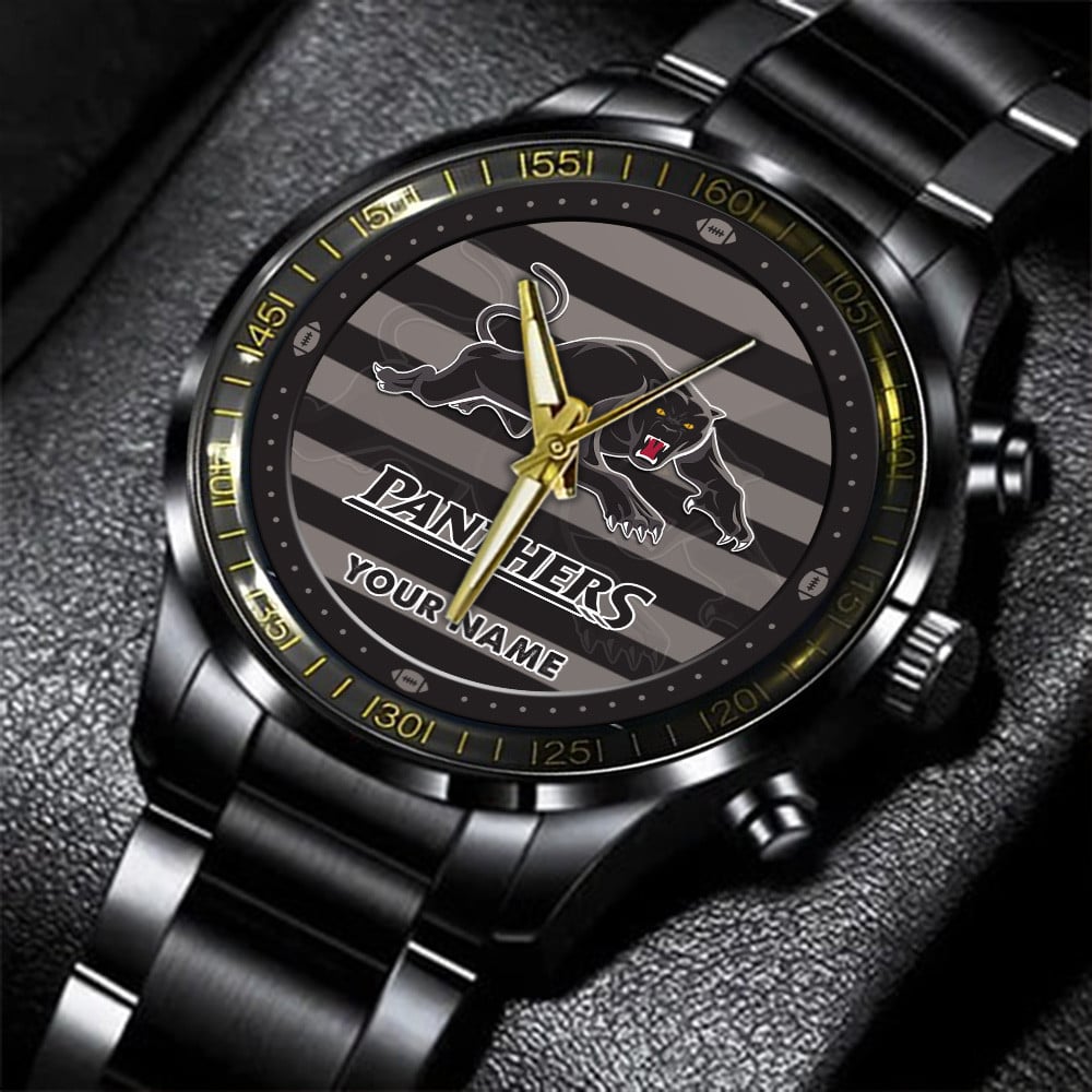 Goalzenith Penrith Panthers NRL New Personalized Black Hand Watch Gifts For Fans