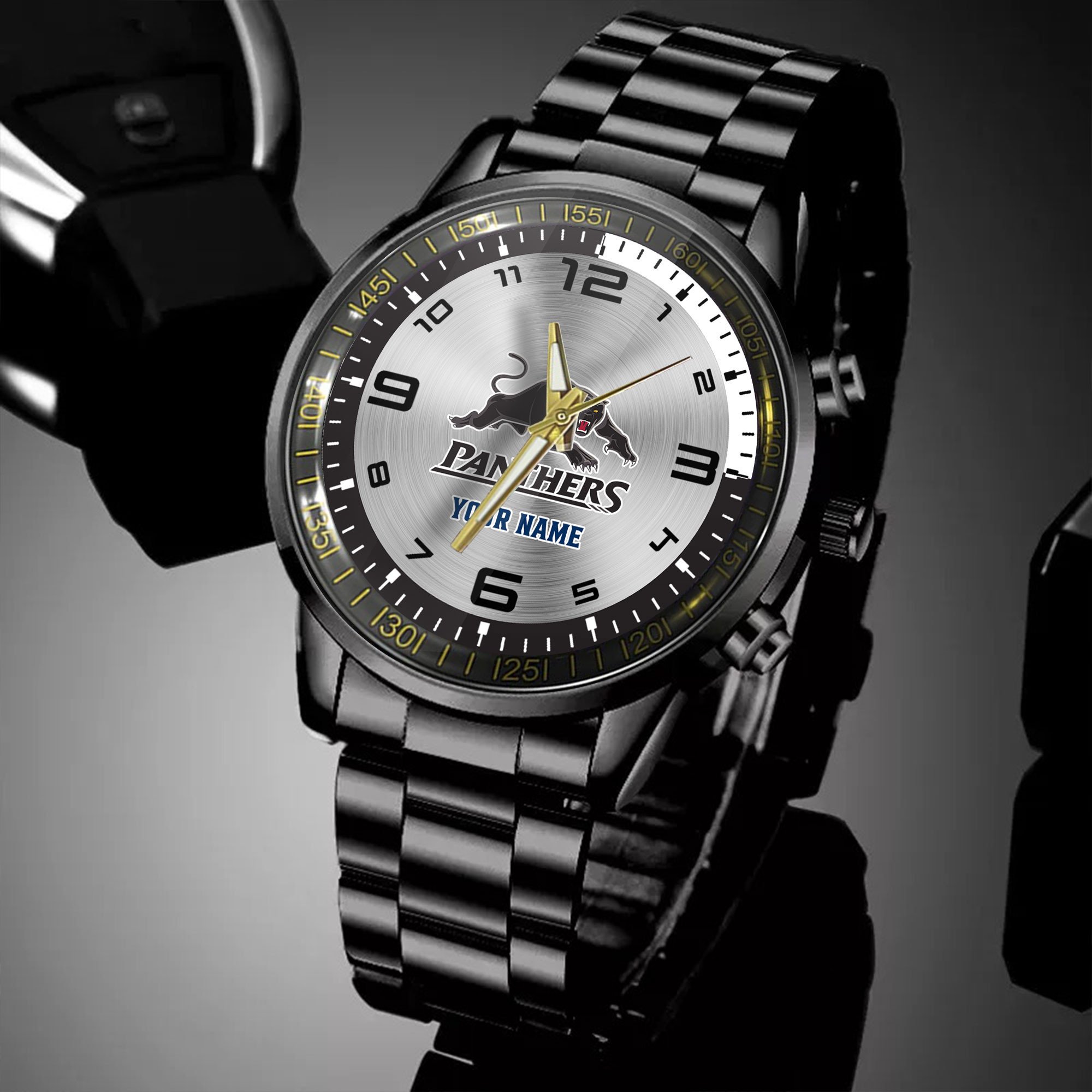 Goalzenith Penrith Panthers NRL Personalized Black Hand Watch Gifts For Fans
