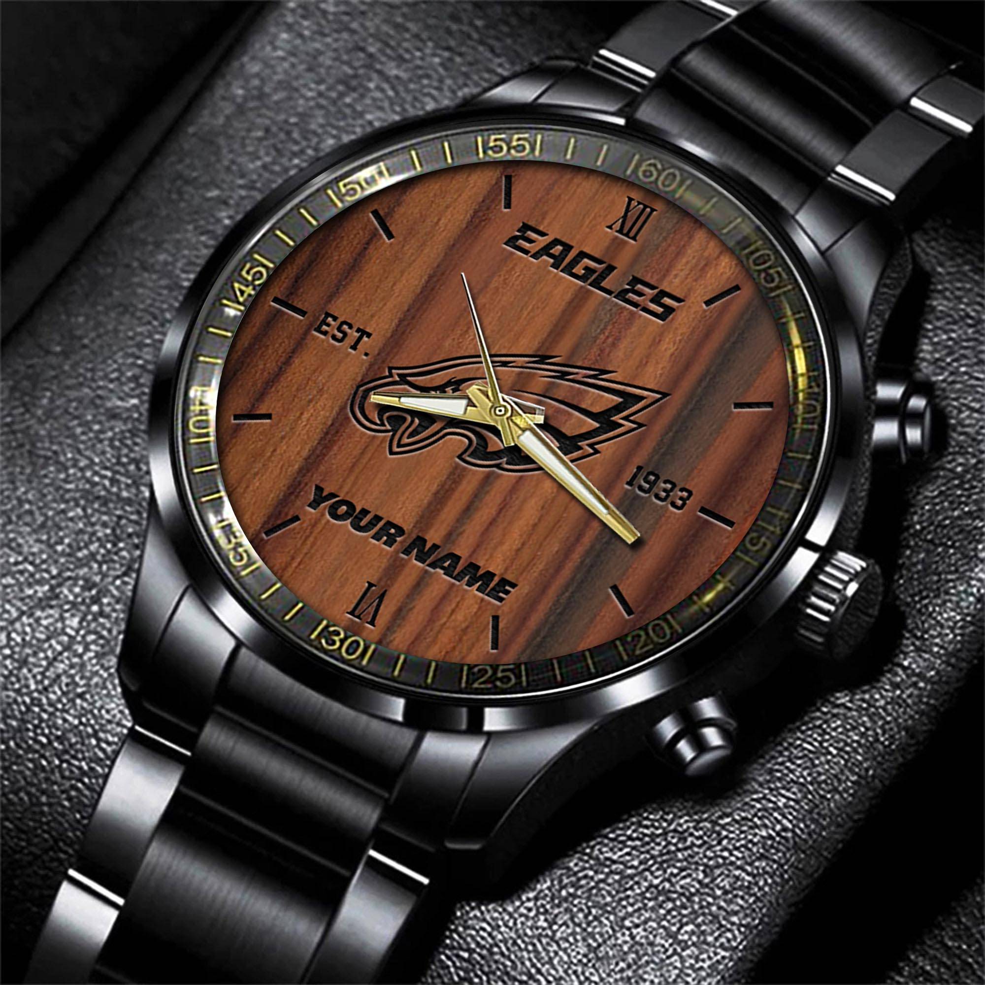 Goalzenith Philadelphia Eagles NFL Personalized Sport Black Watch Gifts For Fans