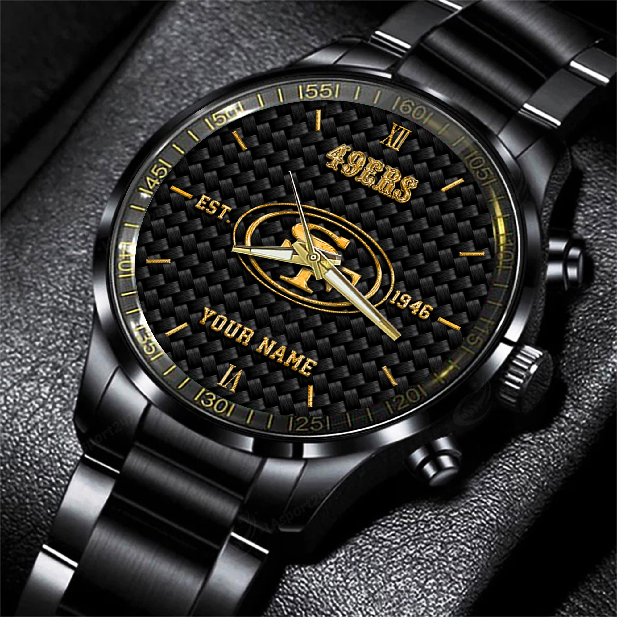 Goalzenith San Francisco 49ers NFL Black Fashion Hand Watch Custom Your Name Gift For Fan