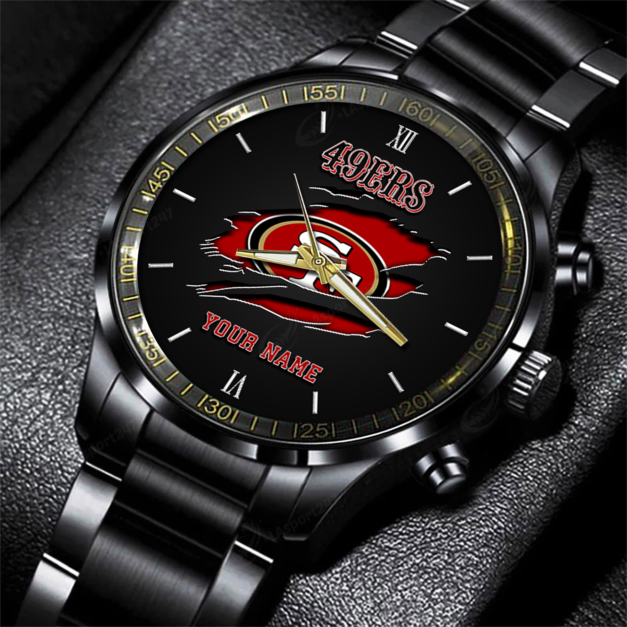 Goalzenith San Francisco 49ers NFL Personalized Black Fashion Watch For Football Lovers For Fan