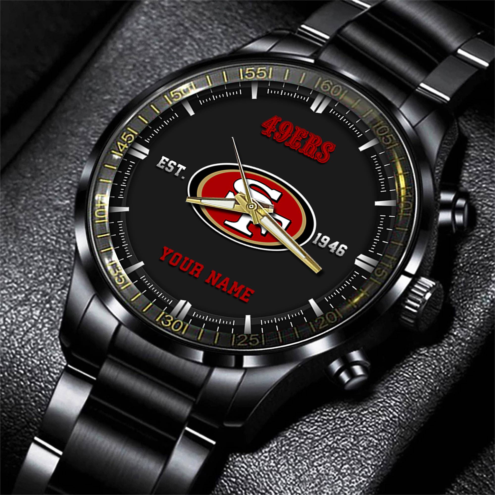 Goalzenith San Francisco 49ers NFL Personalized Black Fashion Watch Gifts For Fans