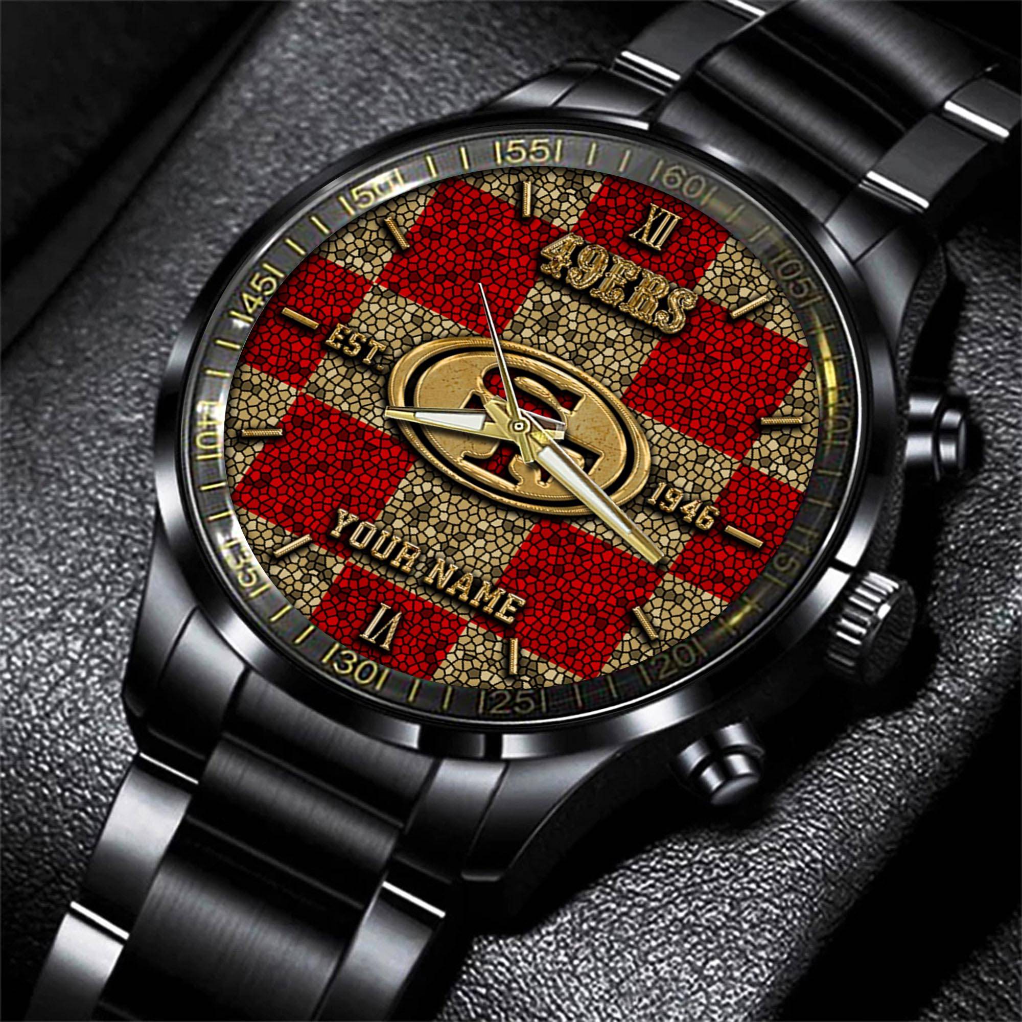 Goalzenith San Francisco 49ers NFL Personalized Sport Black Watch Gifts For Fans