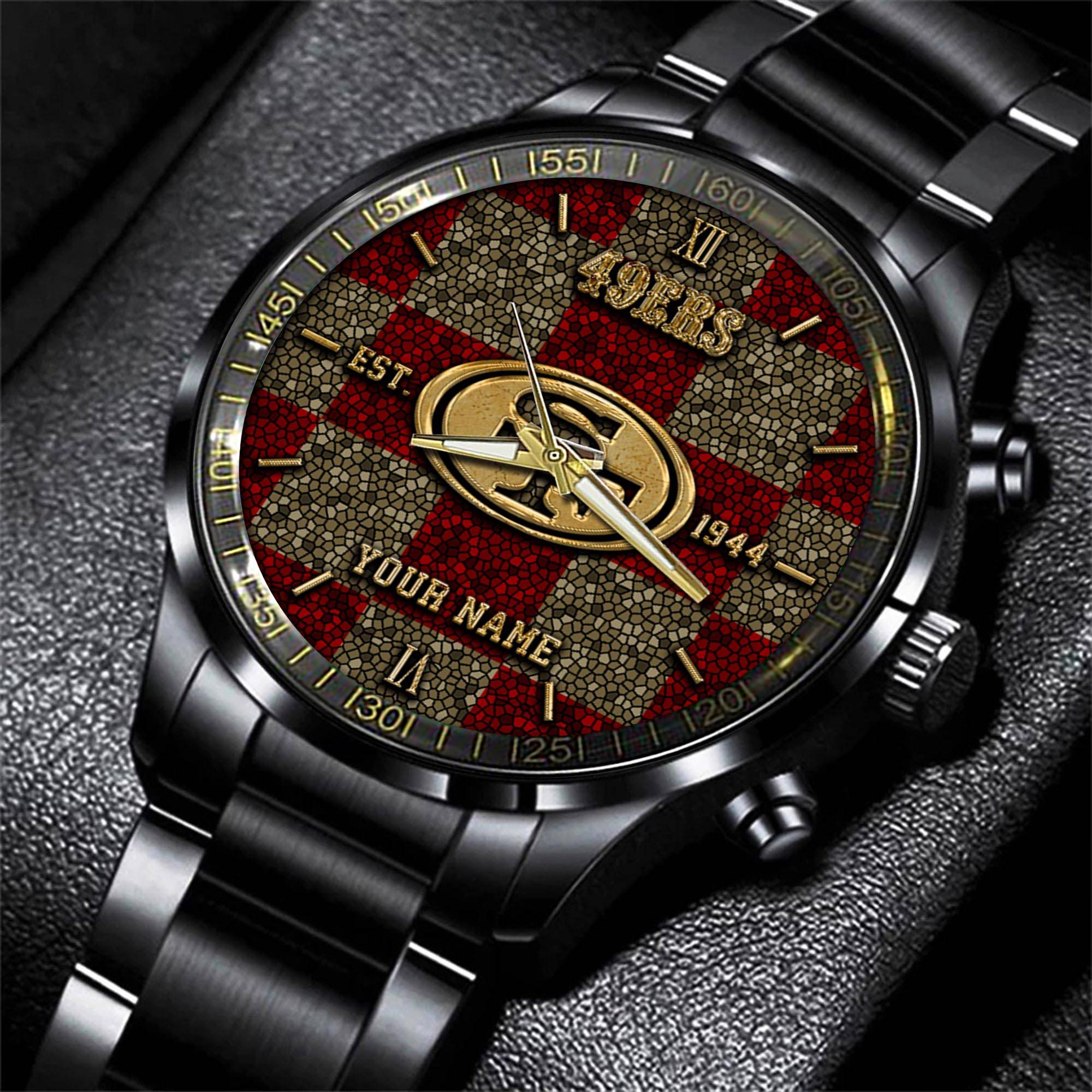 Goalzenith San Francisco 49ers NFL Personalized Sport Black Watch Gifts For Fans