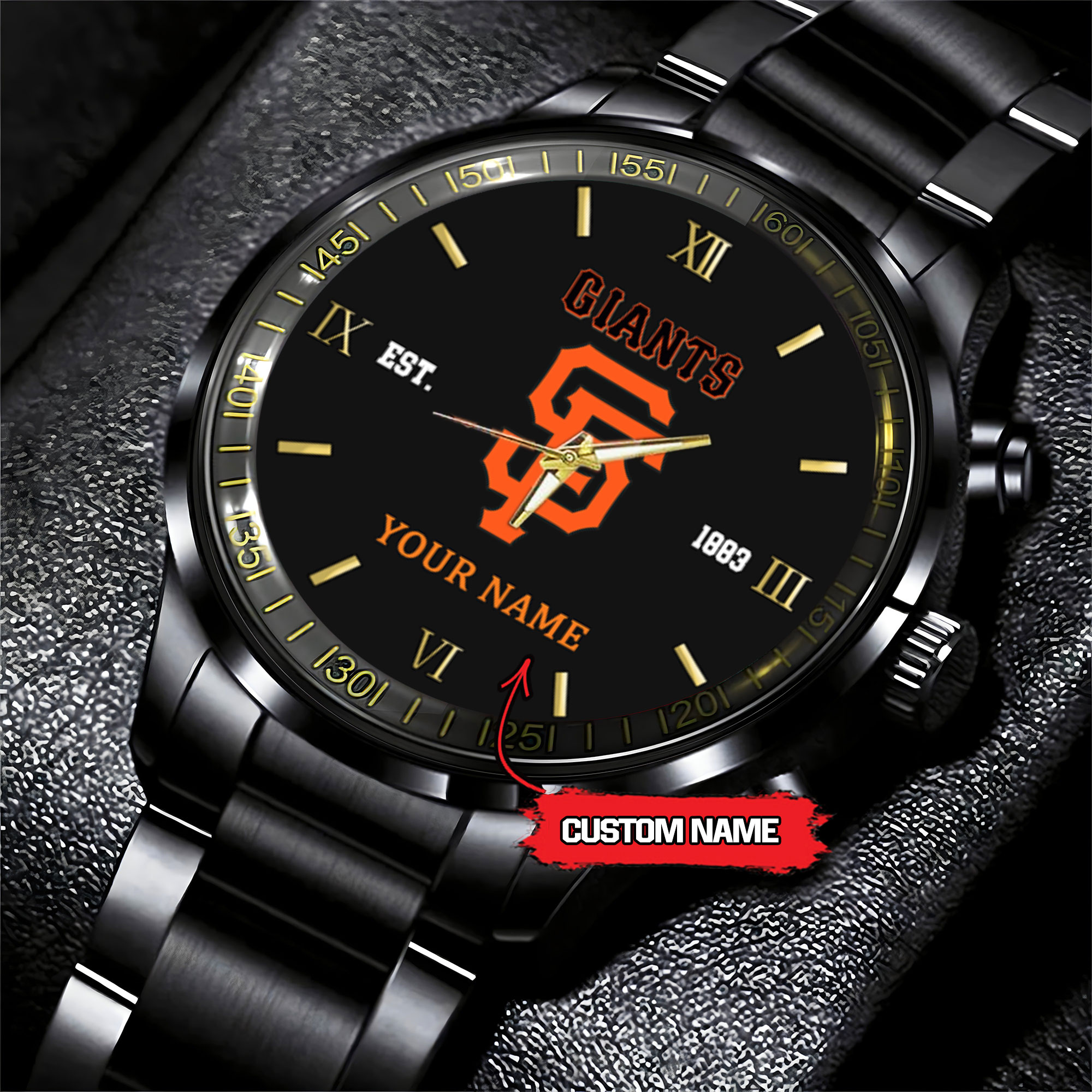 Goalzenith San Francisco Giants MLB Black Fashion Watch Custom Your Name For Fan