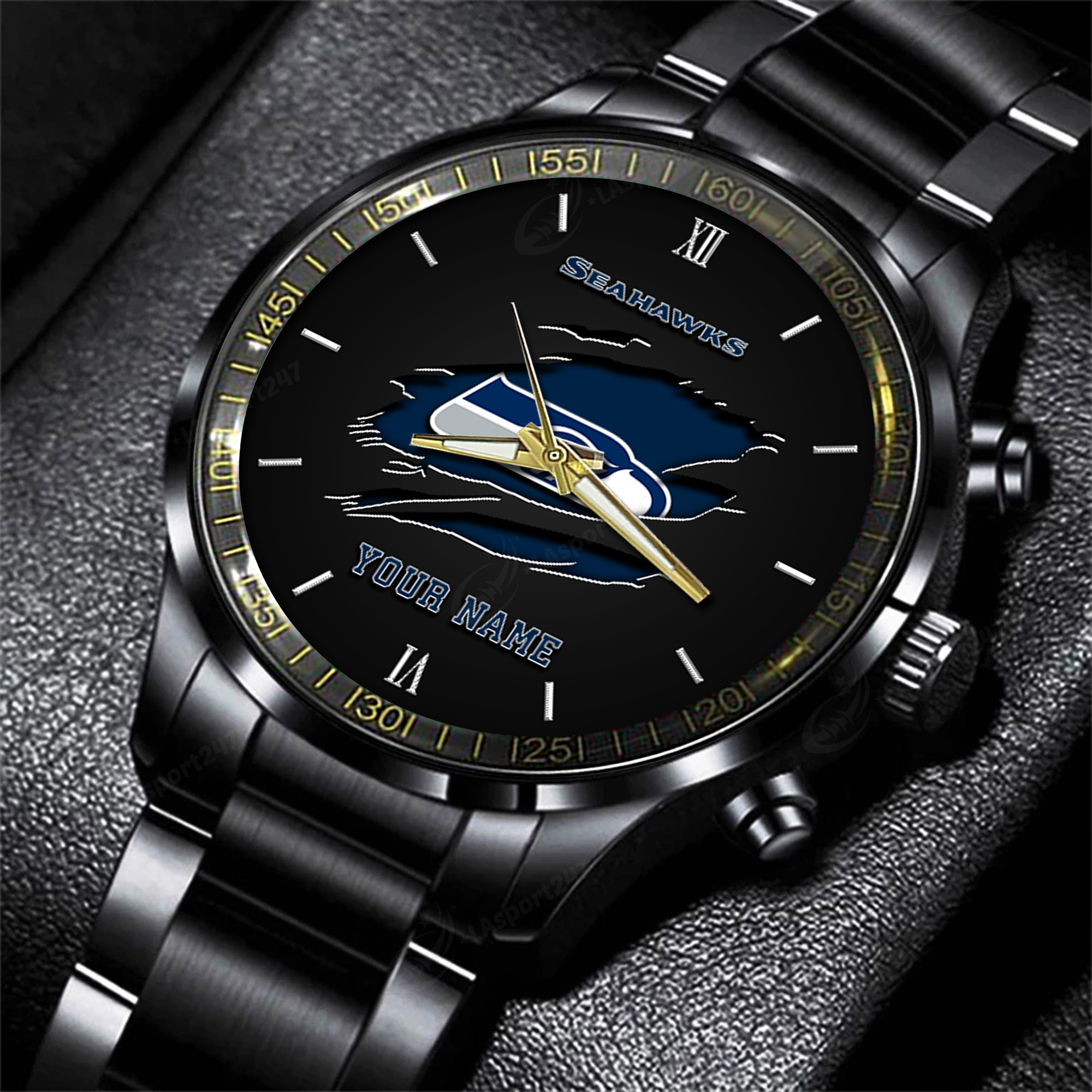 Goalzenith Seattle Seahawks NFL Personalized Black Fashion Watch For Football Lovers For Fan