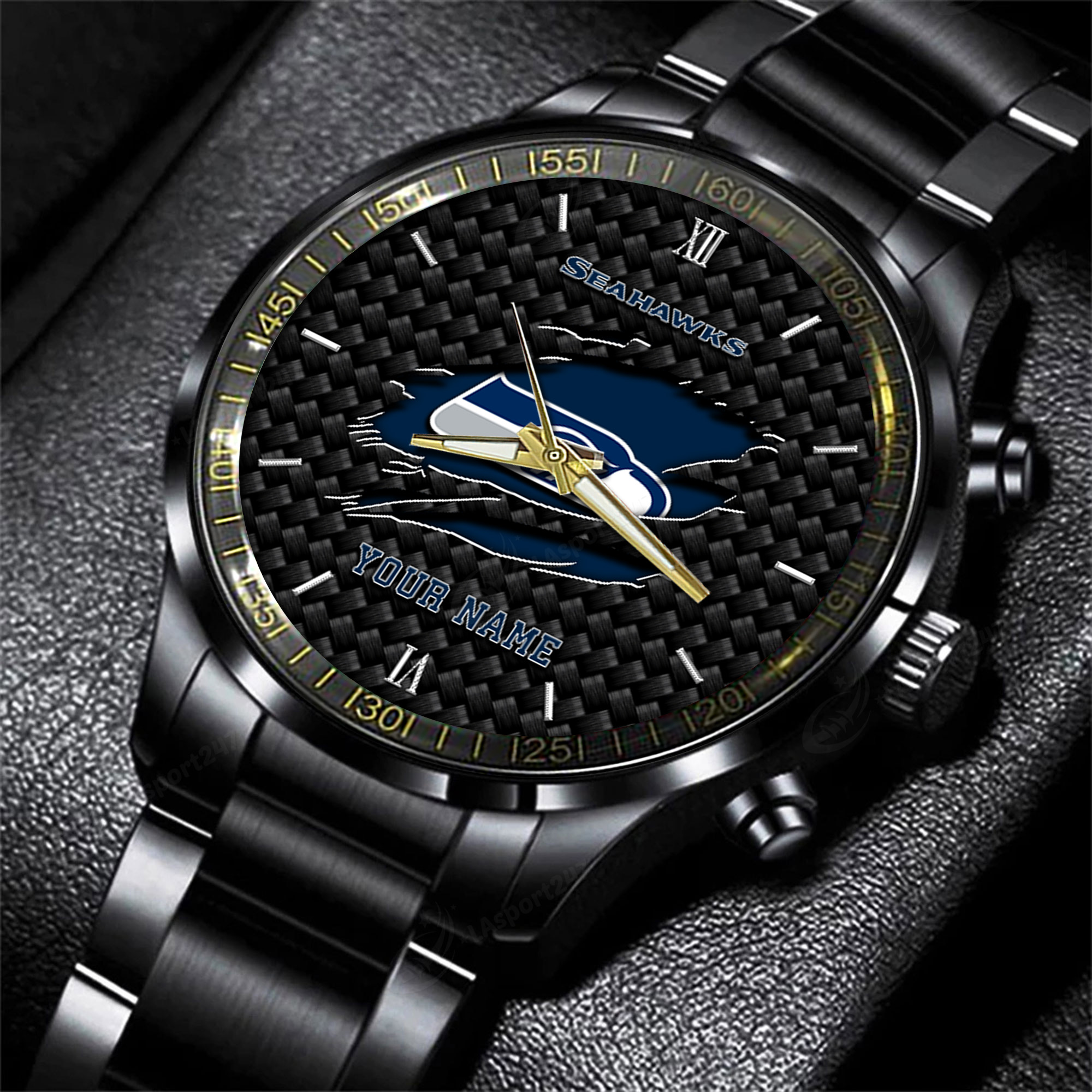 Goalzenith Seattle Seahawks NFL Personalized Sport Black Fashion Watch