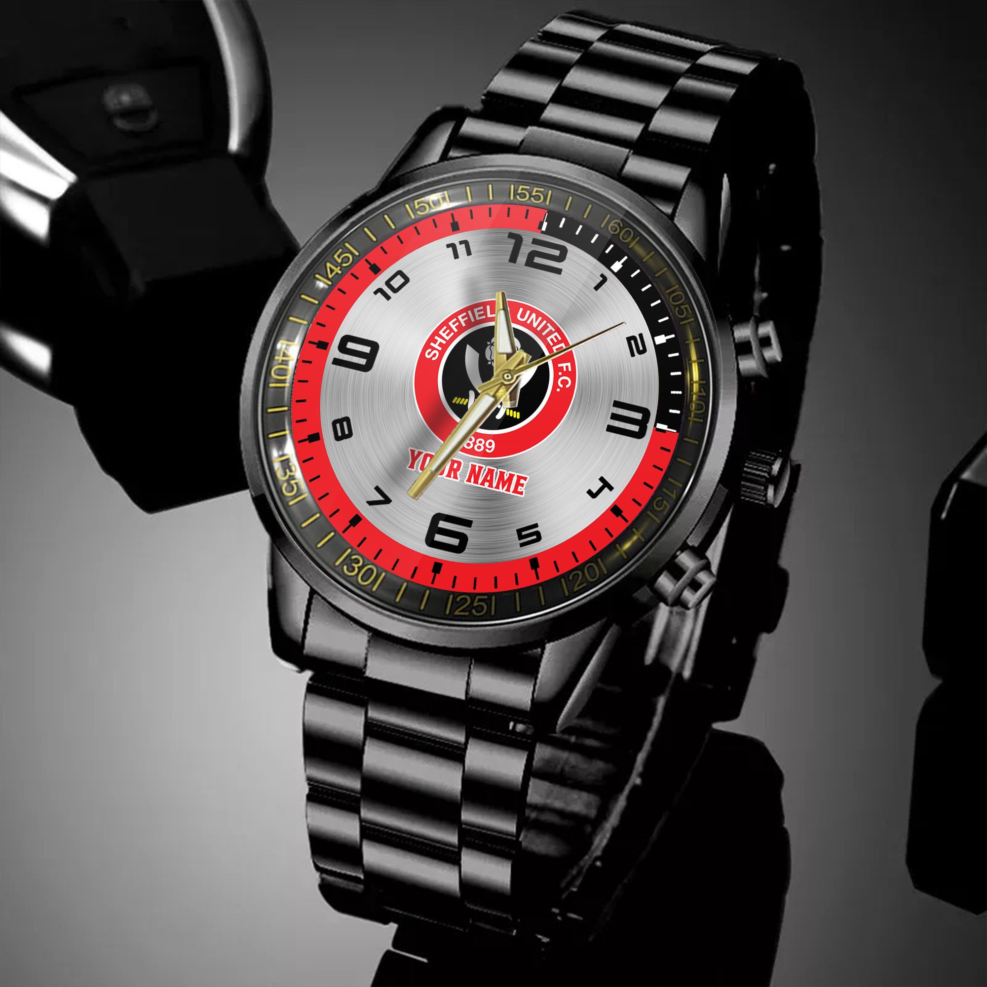Goalzenith Sheffield United EPL Personalized Black Hand Watch Gifts For Fans
