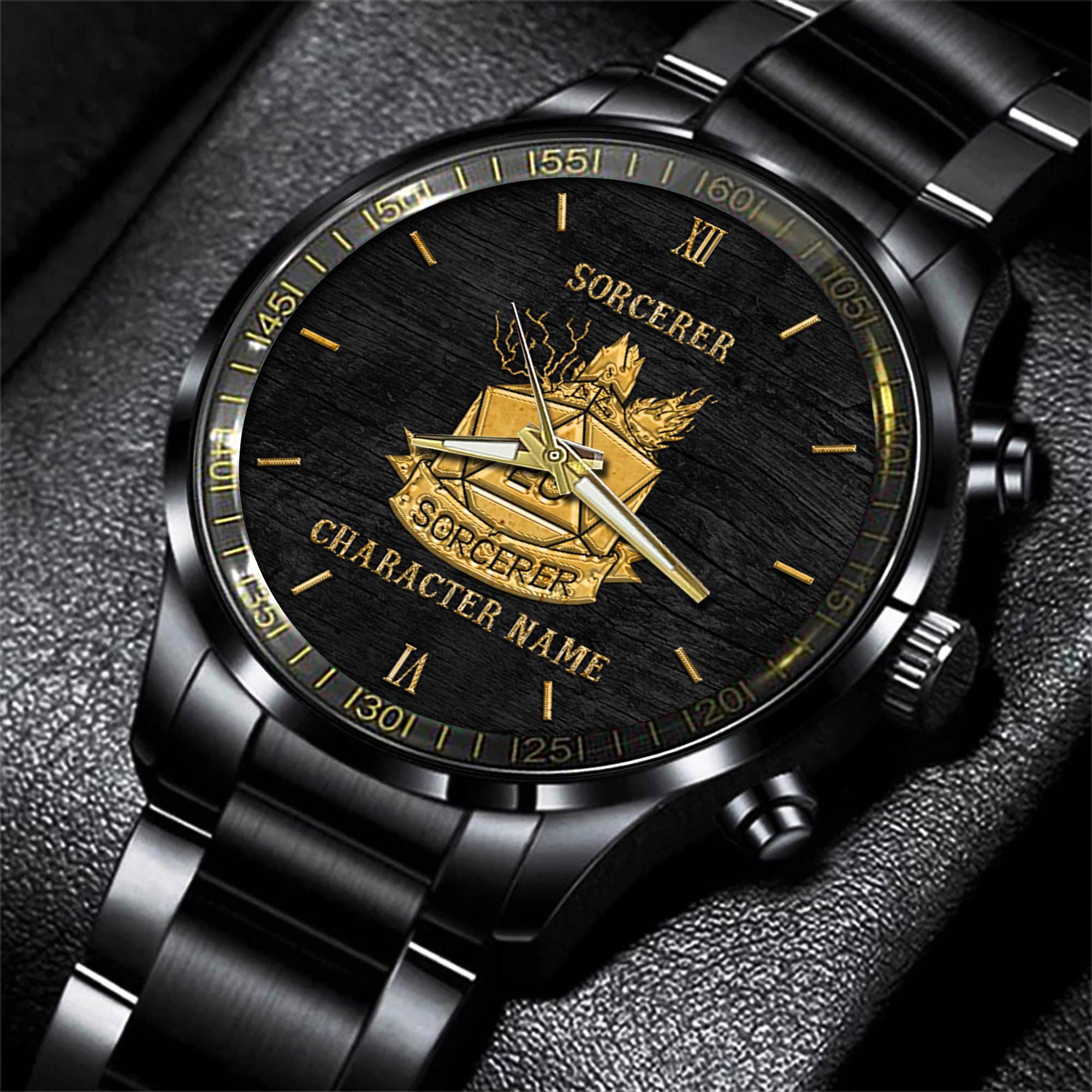 Goalzenith Sorcerer Dungeons & Dragons Game Black Fashion Watch Custom Character Name