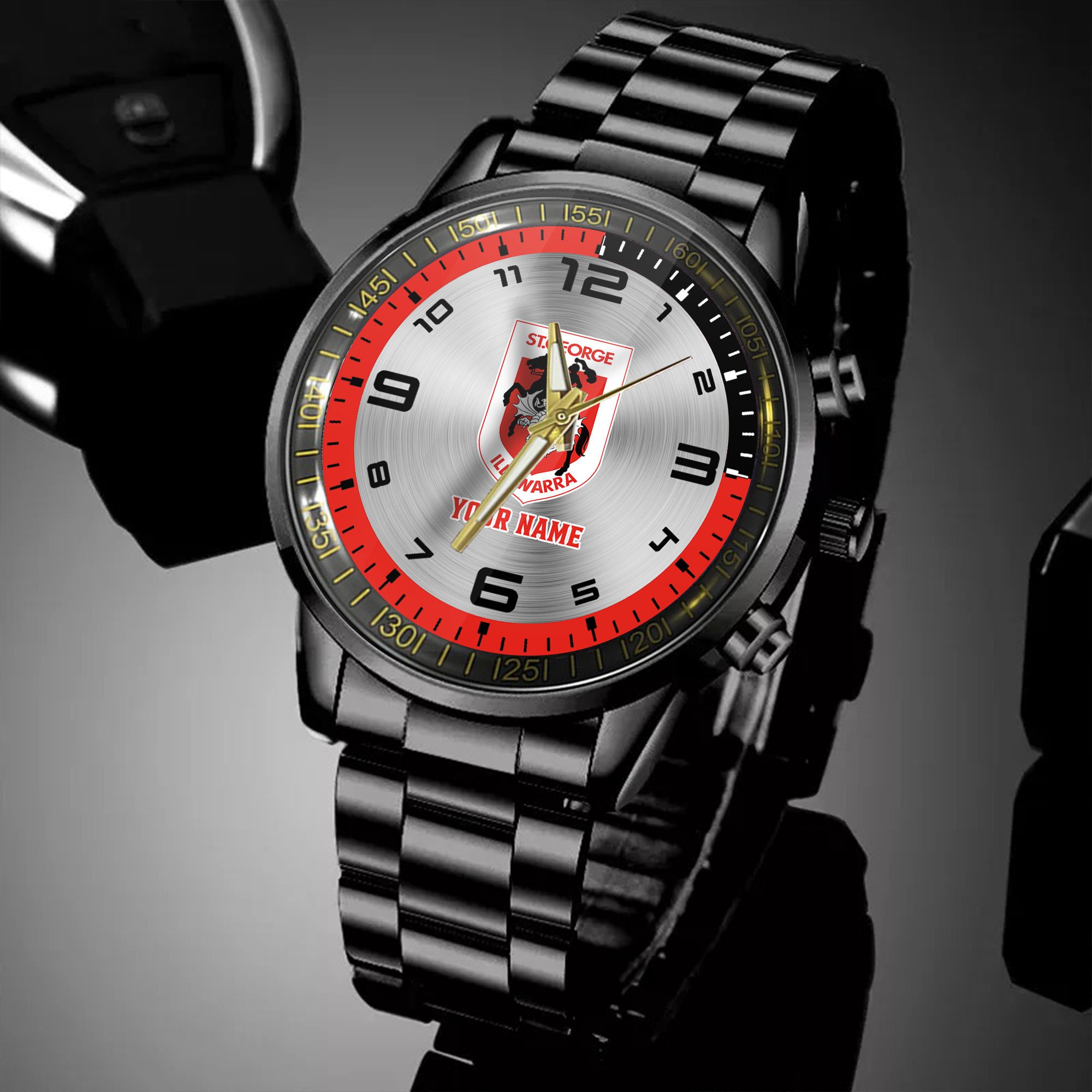 Goalzenith St George Illawarra Dragons NRL Personalized Black Hand Watch Gifts For Fans