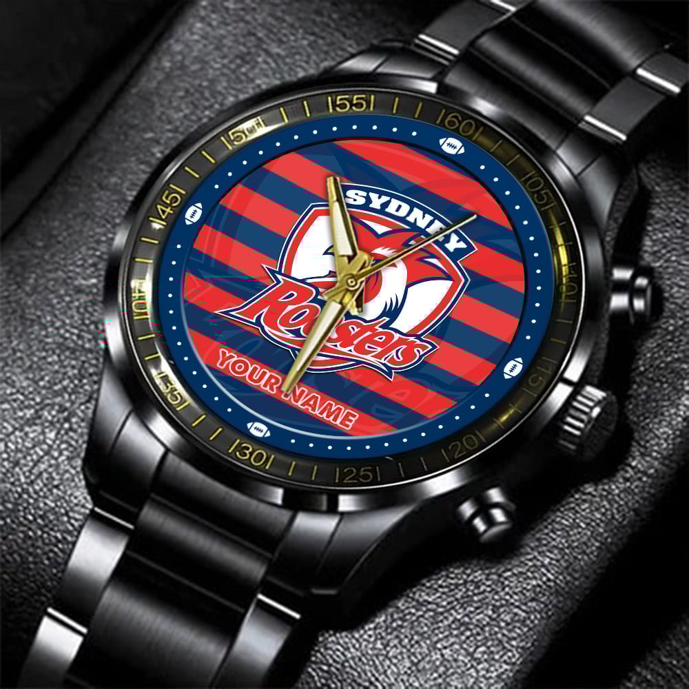 Goalzenith Sydney Roosters NRL New Personalized Black Hand Watch Gifts For Fans