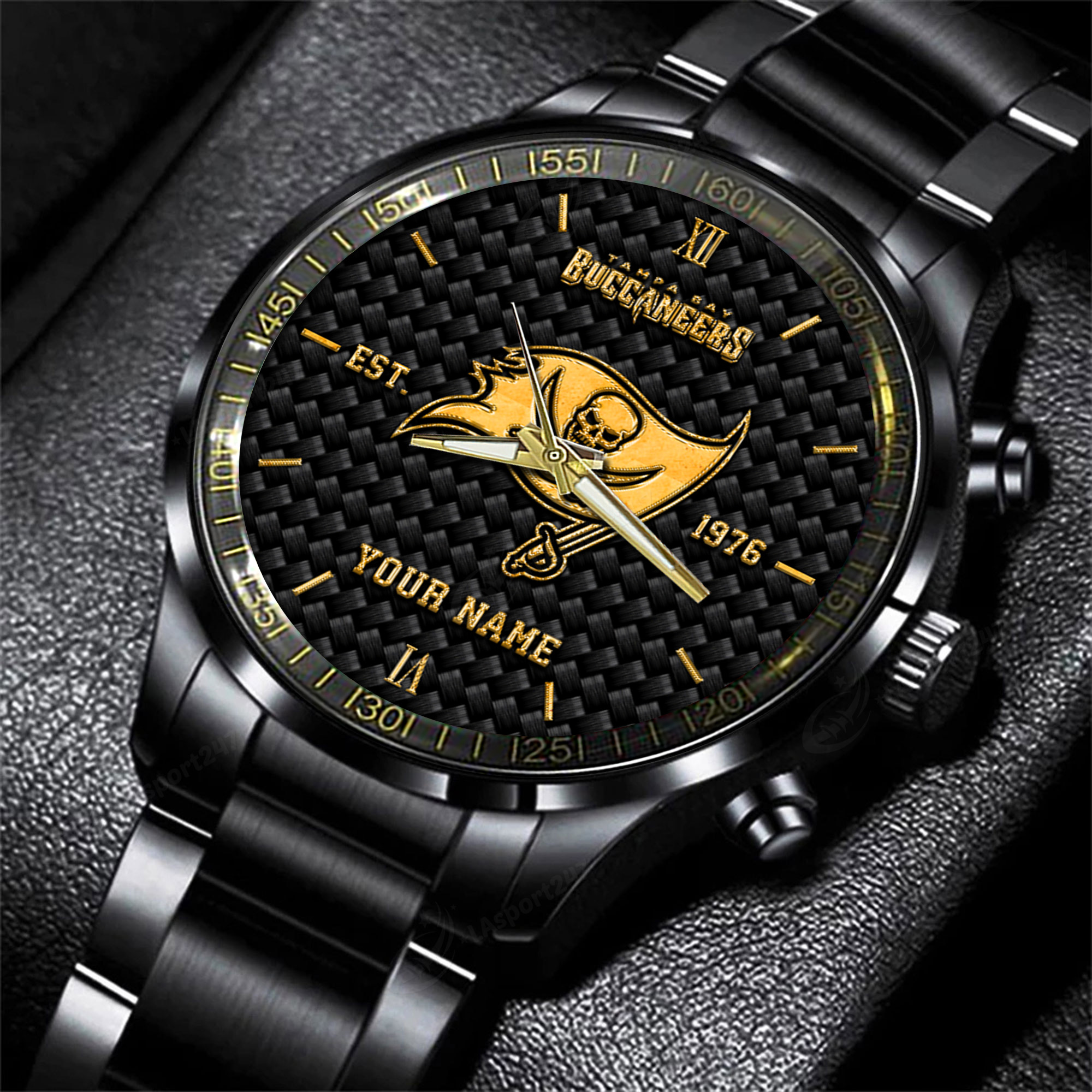 Goalzenith Tampa Bay Buccaneers NFL Black Fashion Hand Watch Custom Your Name Gift For Fan