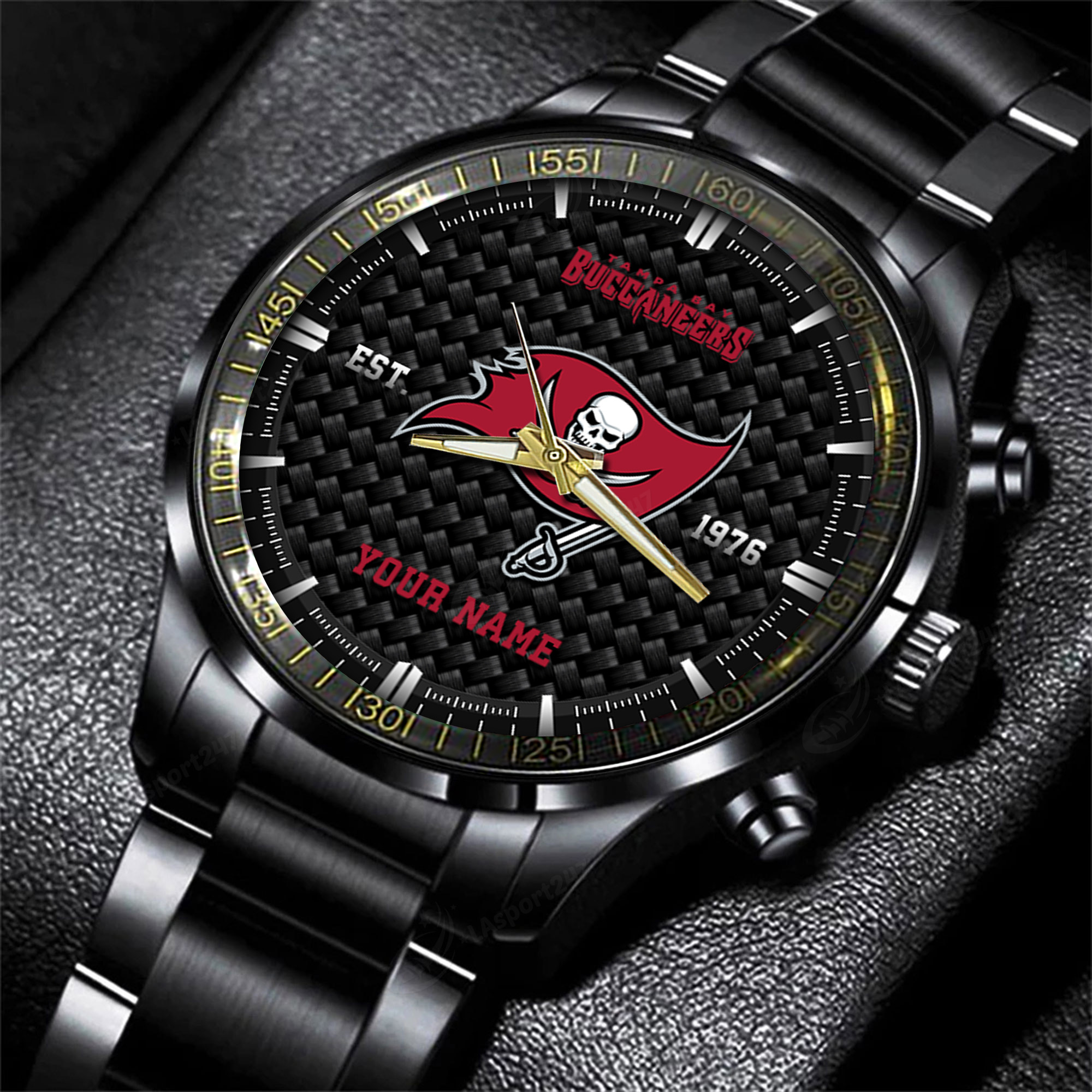 Goalzenith Tampa Bay Buccaneers NFL Black Fashion Hand Watch Custom Your Name Gift For Fan