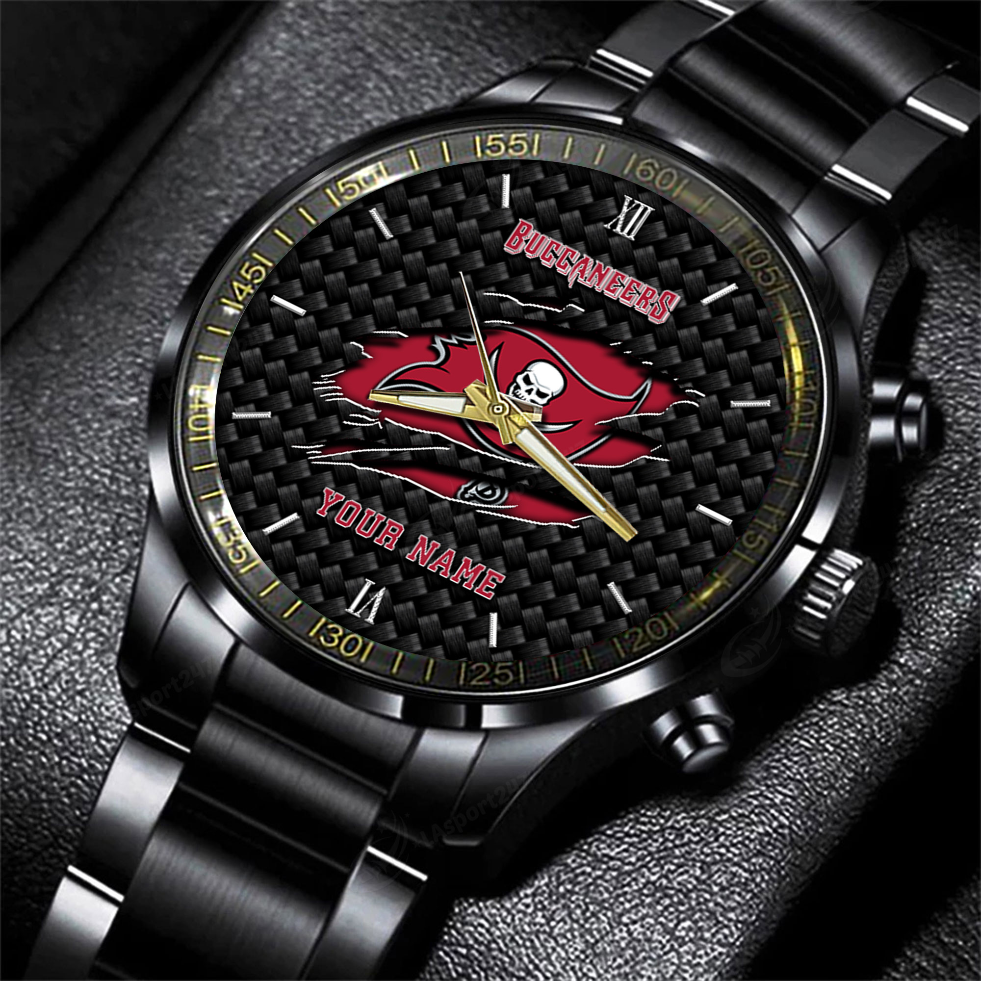 Goalzenith Tampa Bay Buccaneers NFL Personalized Sport Black Fashion Watch For Fan